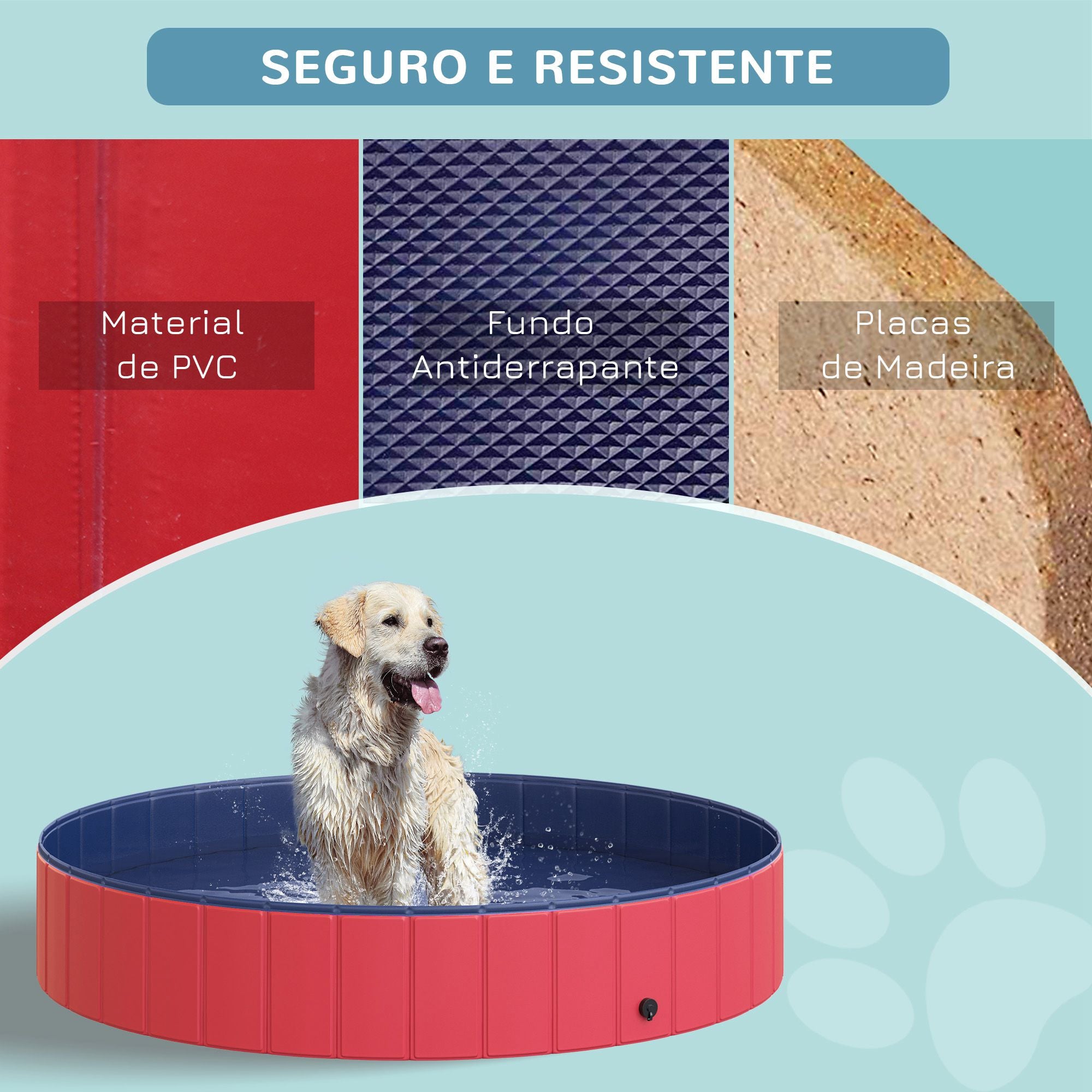 Piscina Dobrável PVC Antiderrapante Vermelha Ø160x30 cm