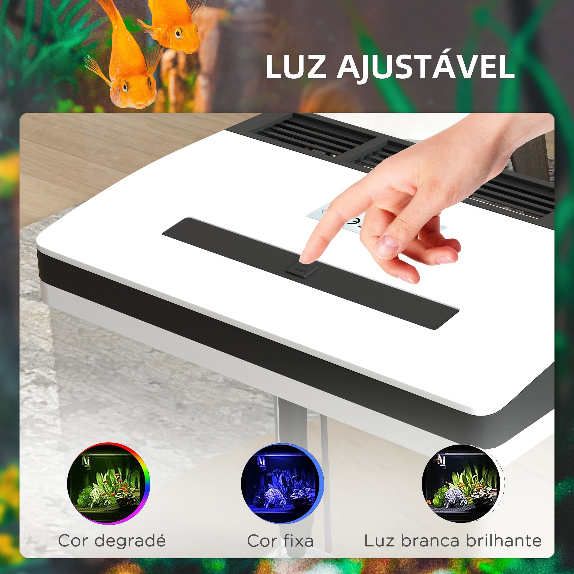 Aquário de Cristal 28L Branco 38x26x39,5 cm - Sistema de Filtração e Iluminação LED