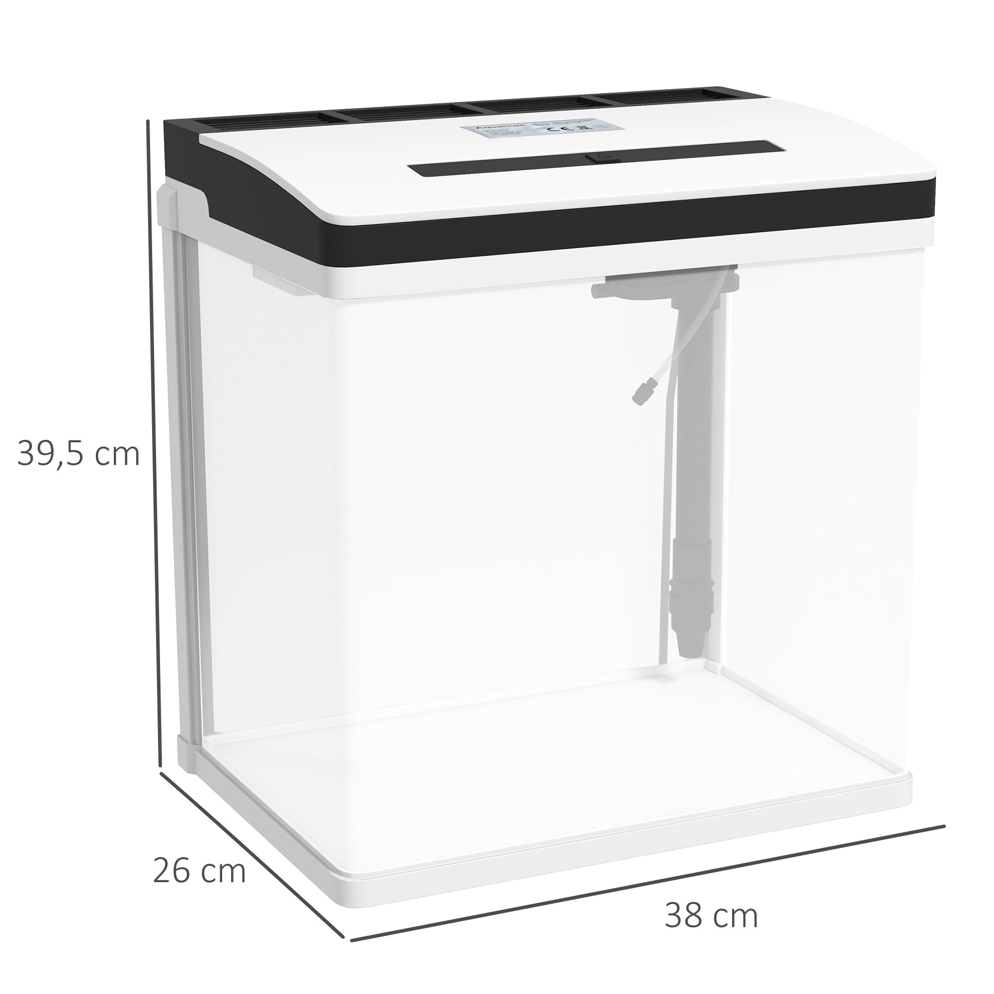 Aquário de Cristal 28L Branco 38x26x39,5 cm - Sistema de Filtração e Iluminação LED