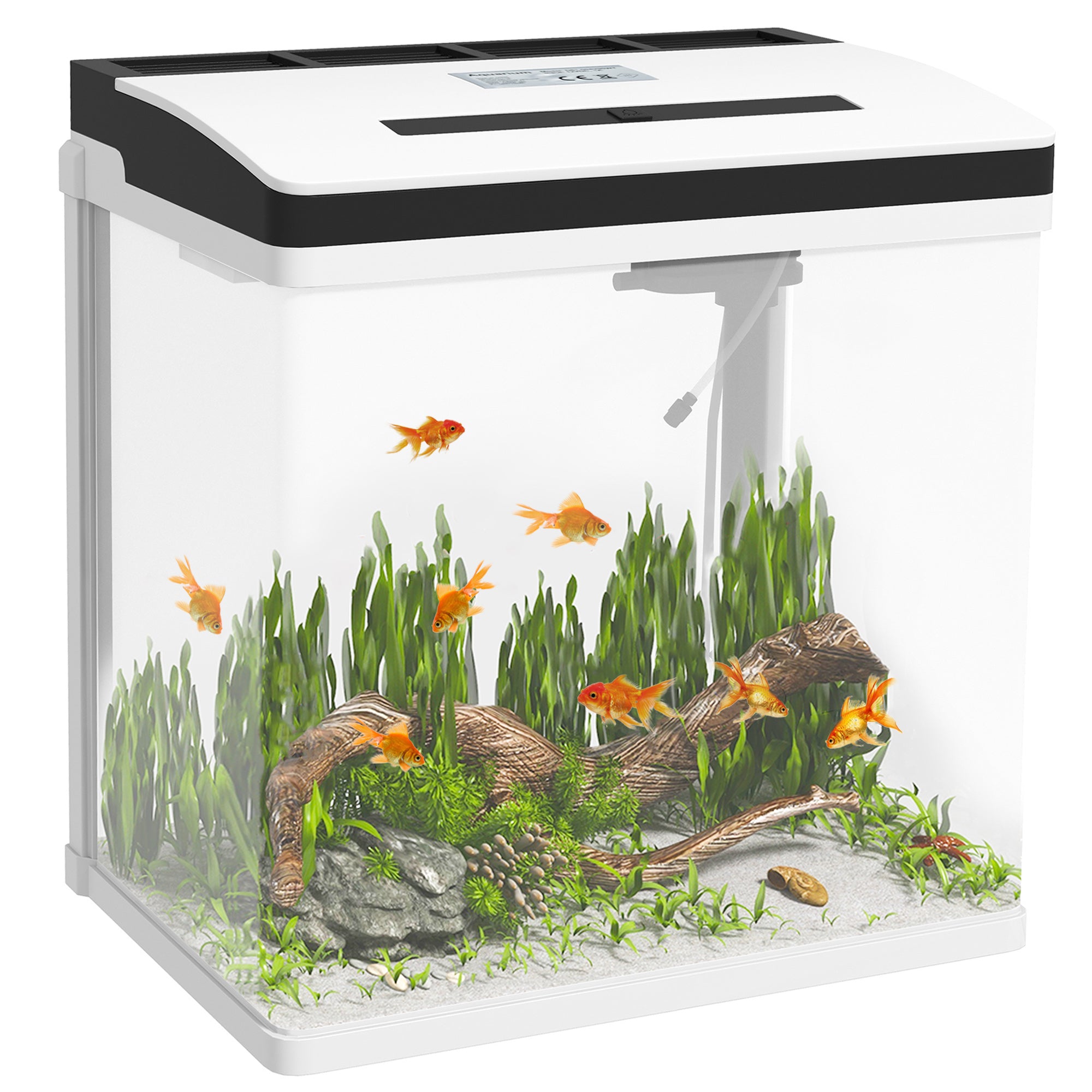 Aquário de Cristal 28L Branco 38x26x39,5 cm - Sistema de Filtração e Iluminação LED