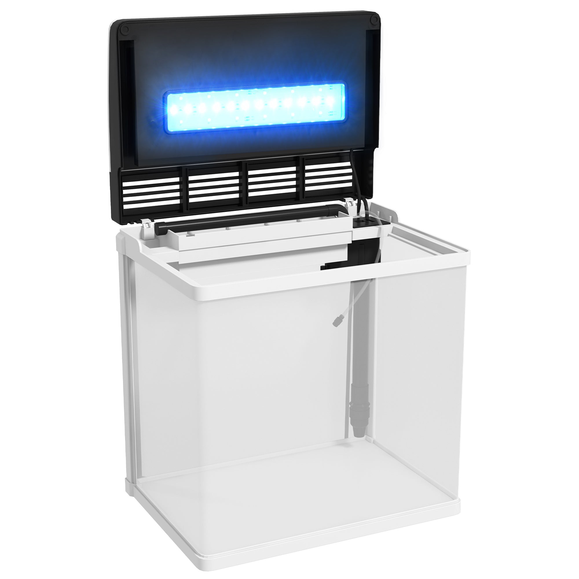 Aquário de Cristal 28L Branco 38x26x39,5 cm - Sistema de Filtração e Iluminação LED