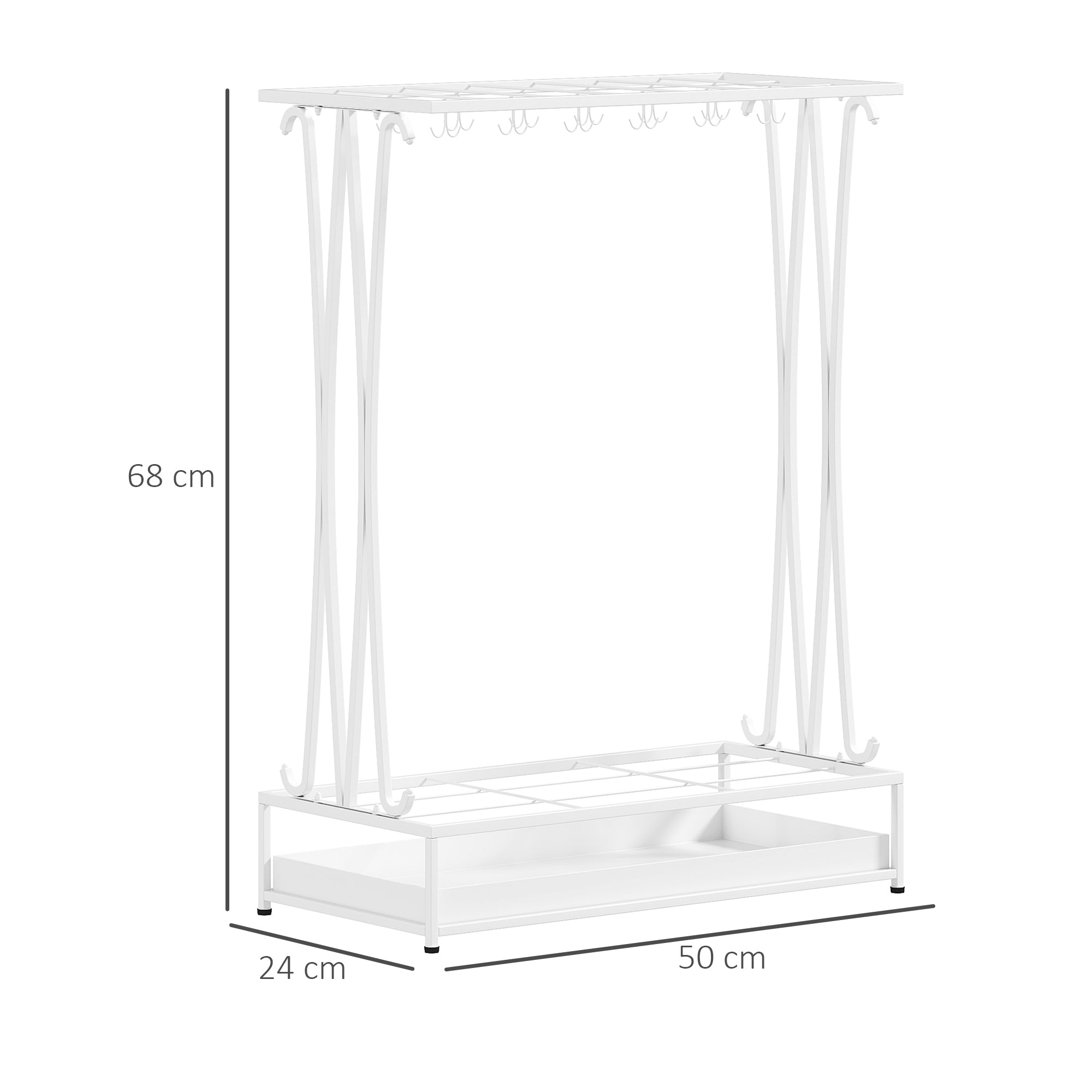 Suporte para Guarda-Chuva Moderno Branco 50x24x68 cm