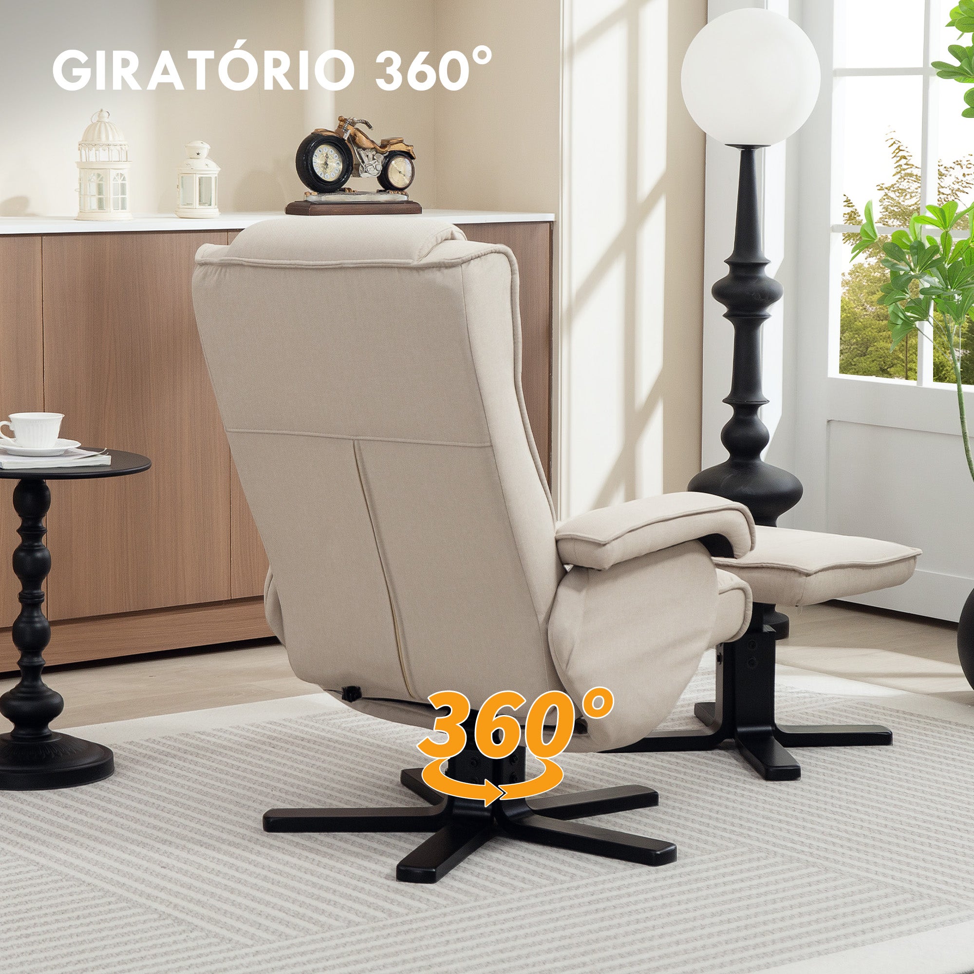 Poltrona Relax Reclinável Bege 67x87x96 cm