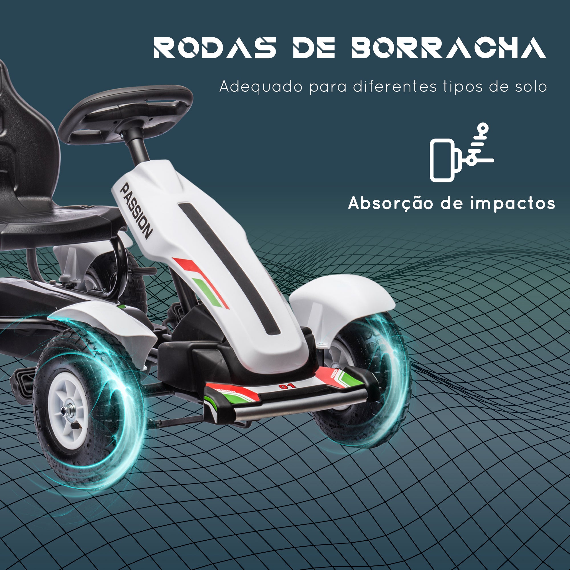 Kart a Pedais Infantil Branco 121x58x61 cm