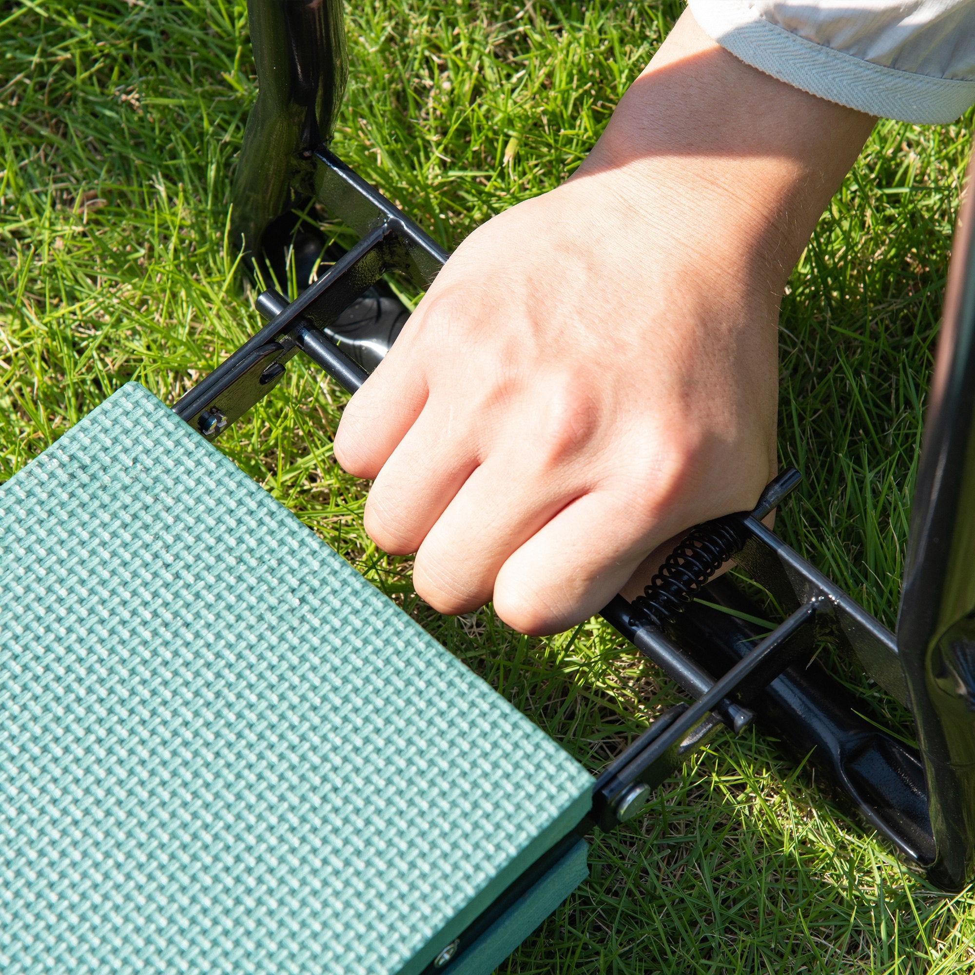 Banco de Jardim Dobrável Ergonômico 58x28x49cm Verde e Preto