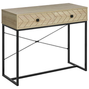 Mesa Consola Natural 90x35x76cm com 2 Gavetas de Armazenamento - Cor de Madeira Natural
