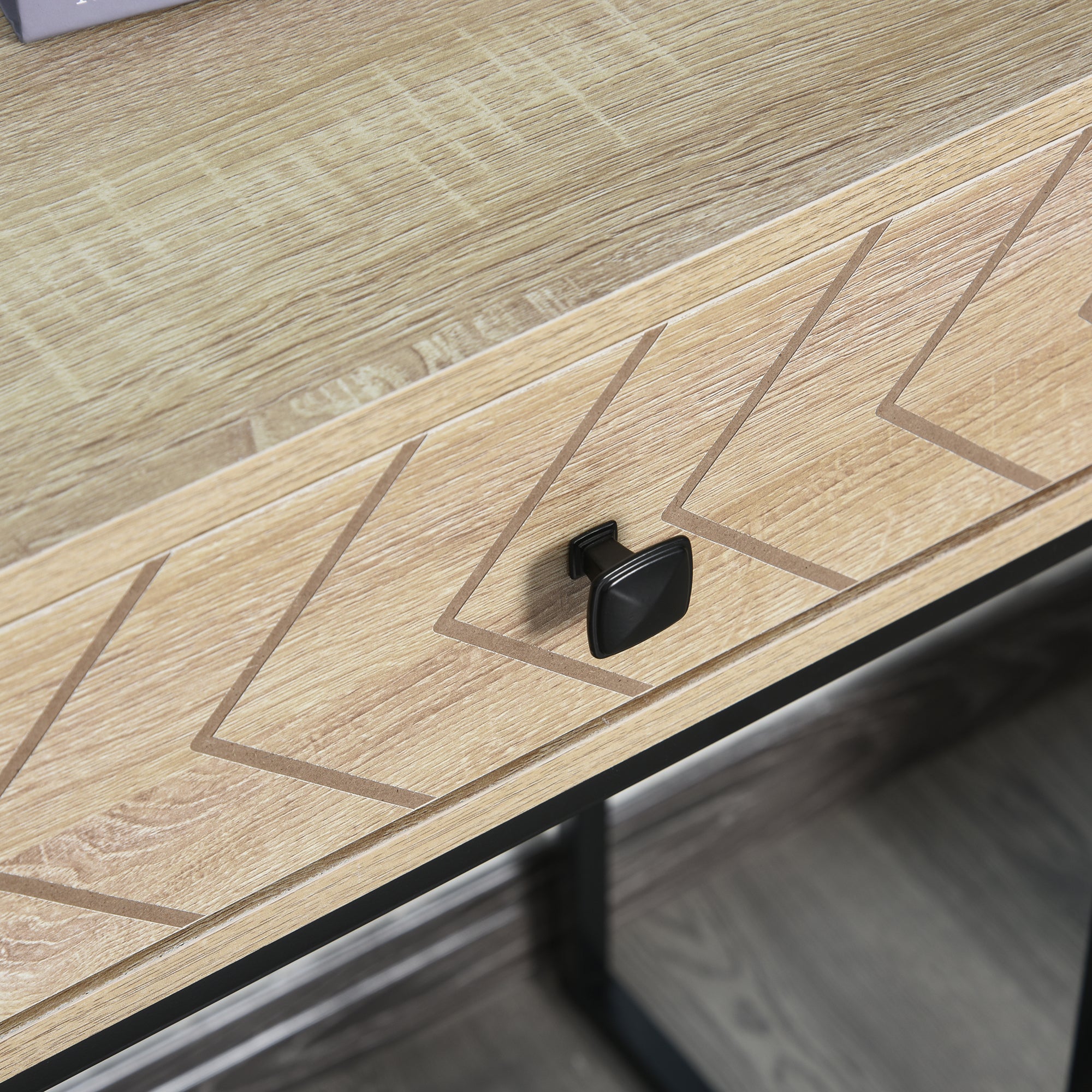 Mesa Consola Natural 90x35x76cm com 2 Gavetas de Armazenamento - Cor de Madeira Natural