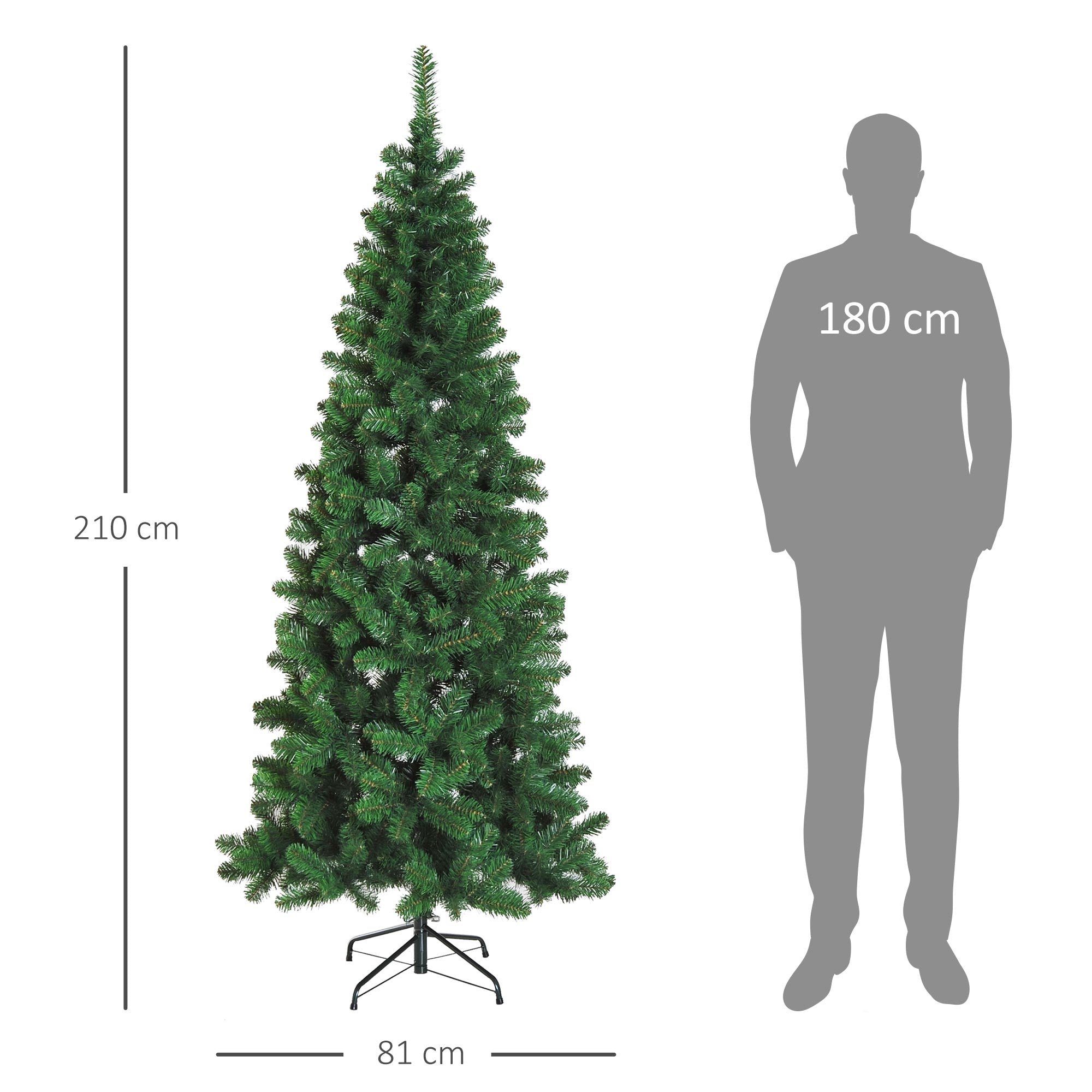Árvore de Natal Artificial – 210 cm – Verde – PVC