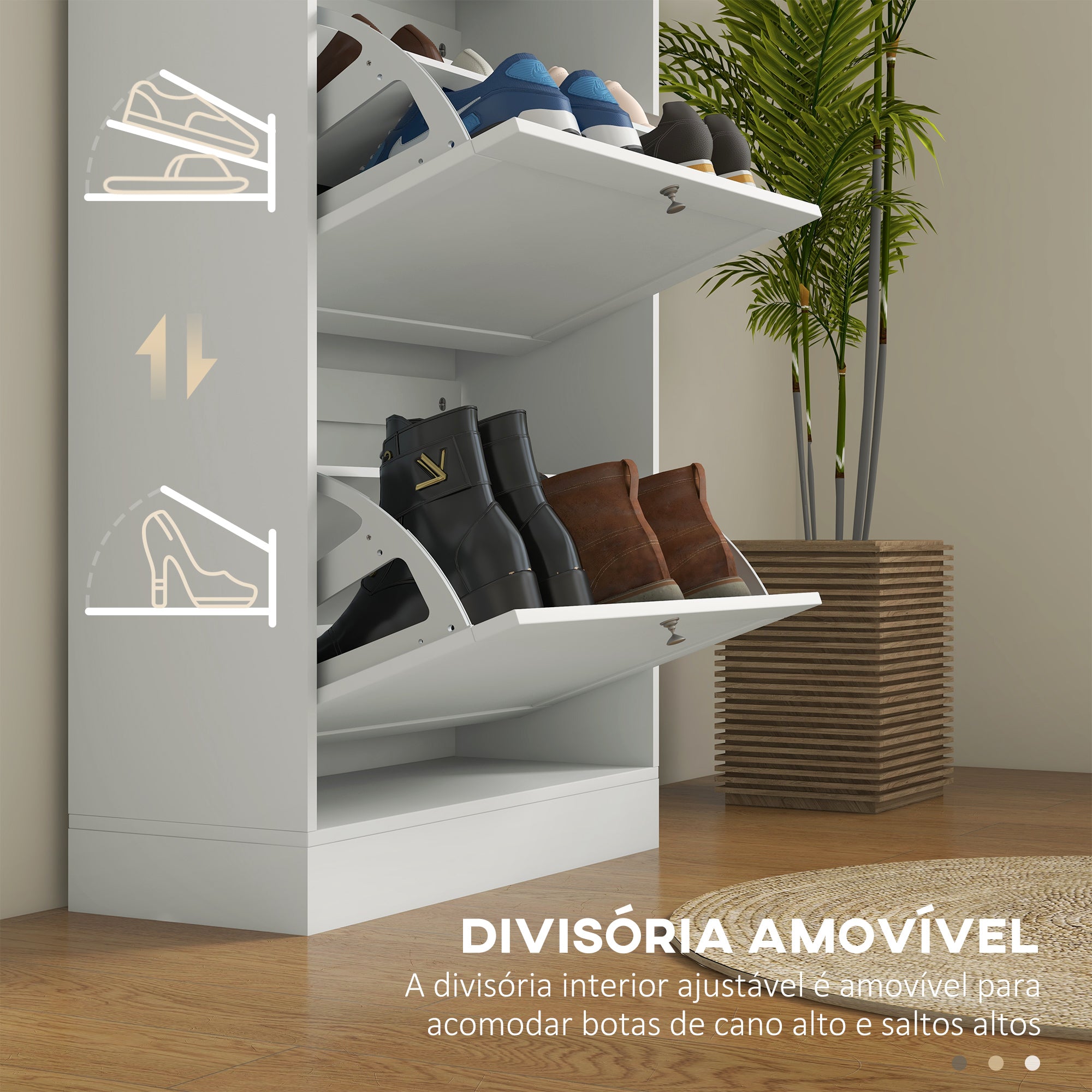 Móvel Sapateira Branco 60x23.5x115 cm - Organize seus Sapatos com Estilo e Funcionalidade