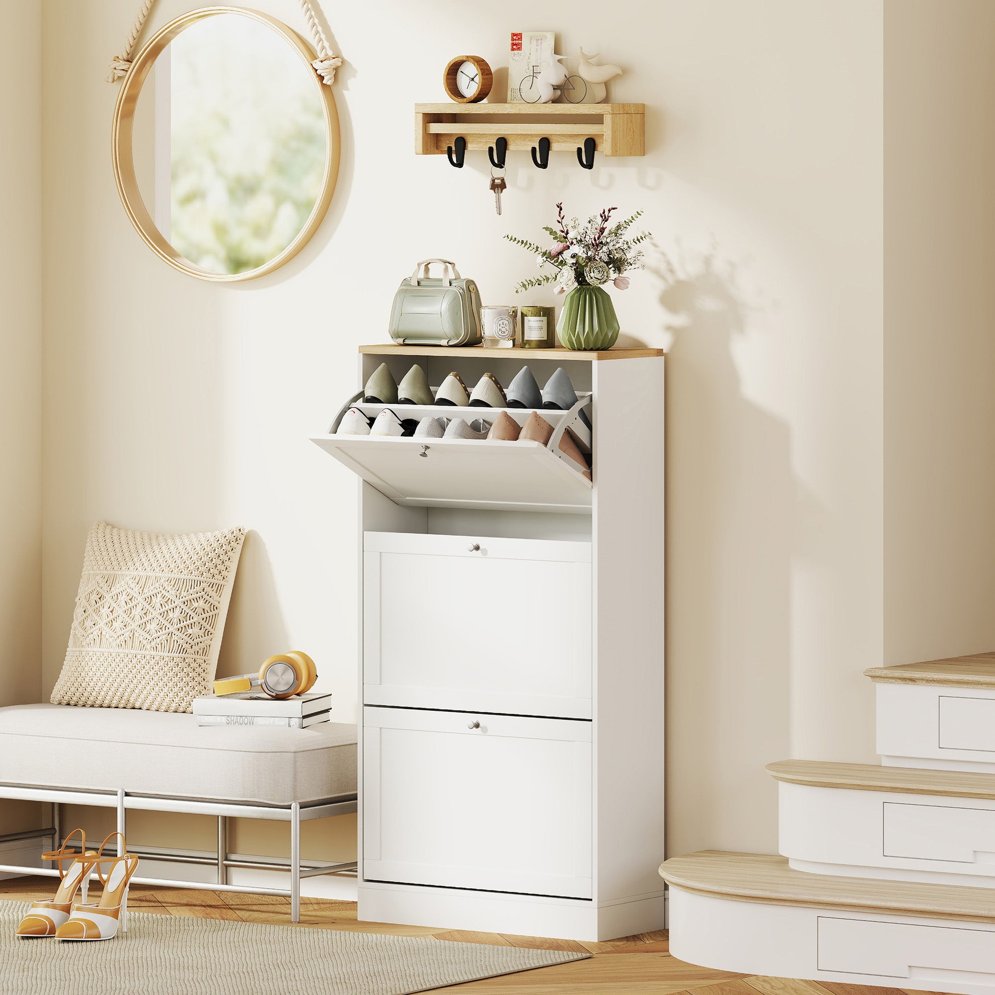 Móvel Sapateira Branco 60x23.5x115 cm - Organize seus Sapatos com Estilo e Funcionalidade