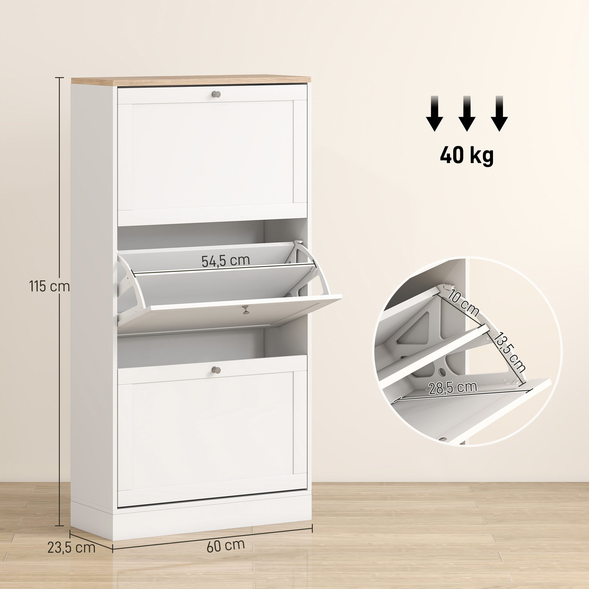 Móvel Sapateira Branco 60x23.5x115 cm - Organize seus Sapatos com Estilo e Funcionalidade