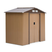 Abrigo de Jardim Cáqui 213x130x185cm - Armazenamento de Ferramentas