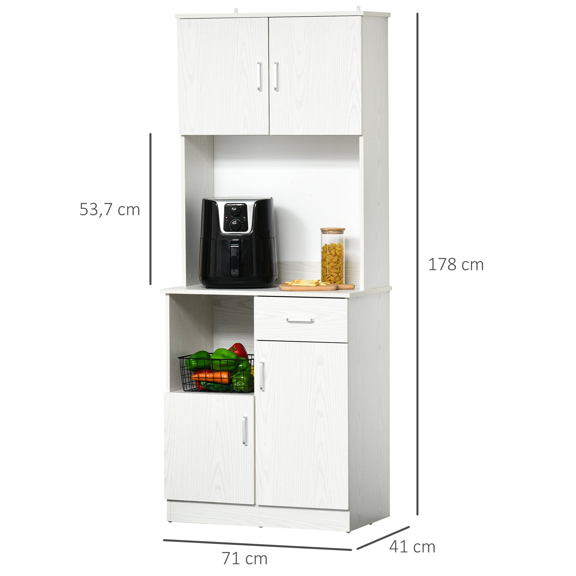 Armário Auxiliar de Cozinha 71x41x178 cm - Branco