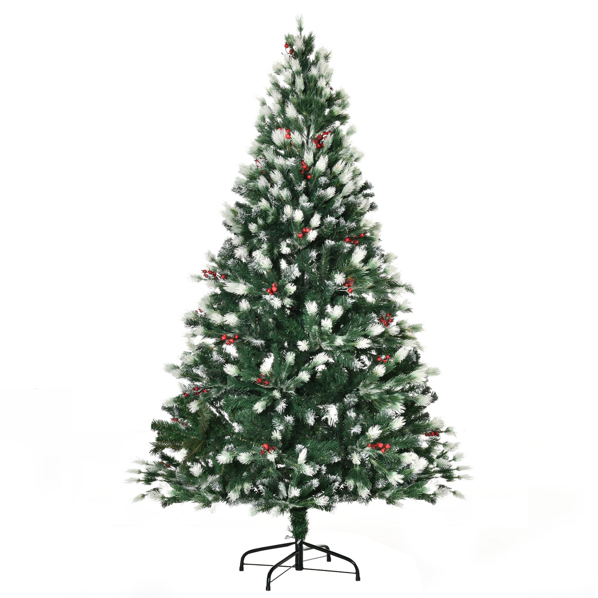 Árvore de Natal Artificial 180cm Verde com Frutinhas e Base Dobrável