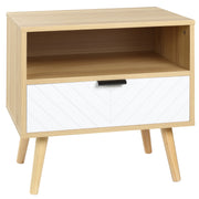 Mesa de Cabeceira Moderna 50x39.5x49.5 cm Natural e Branco