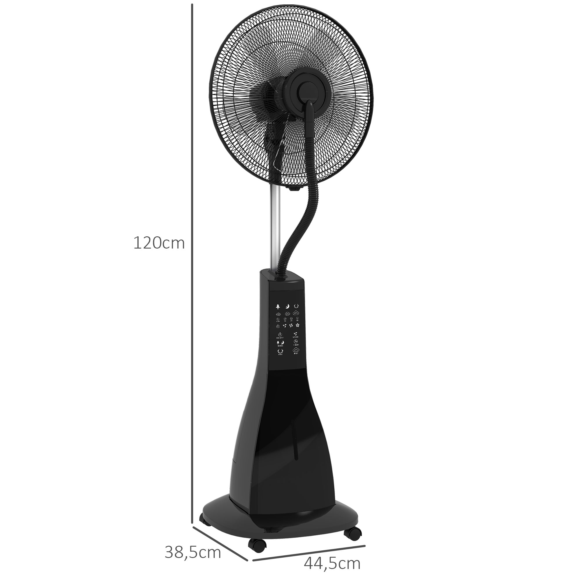 Ventoinha de Pé com Nebulizador 44,5x38,5x120 cm - Cor Preto