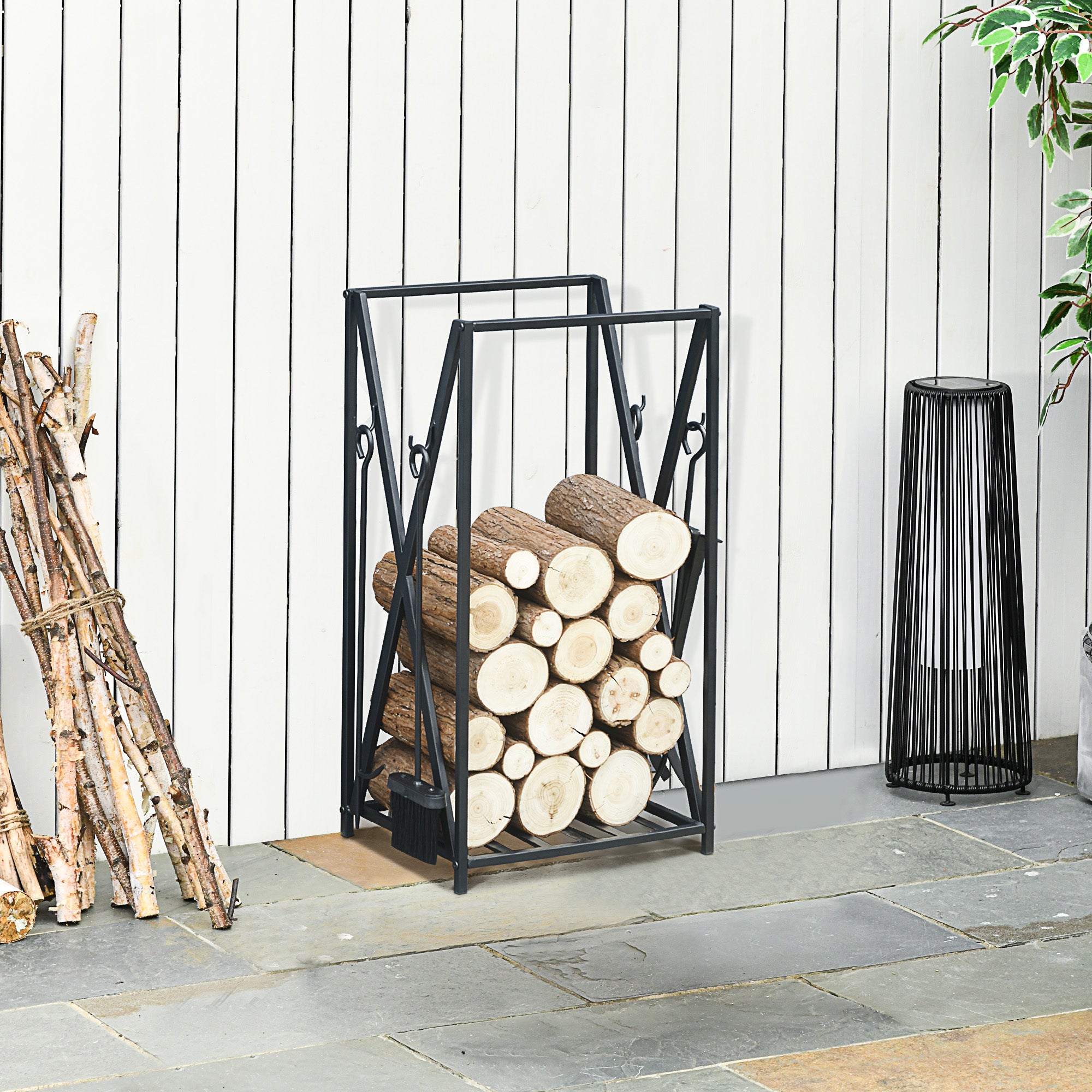 Suporte para Lenha 46x30x76 cm - Cor Preto