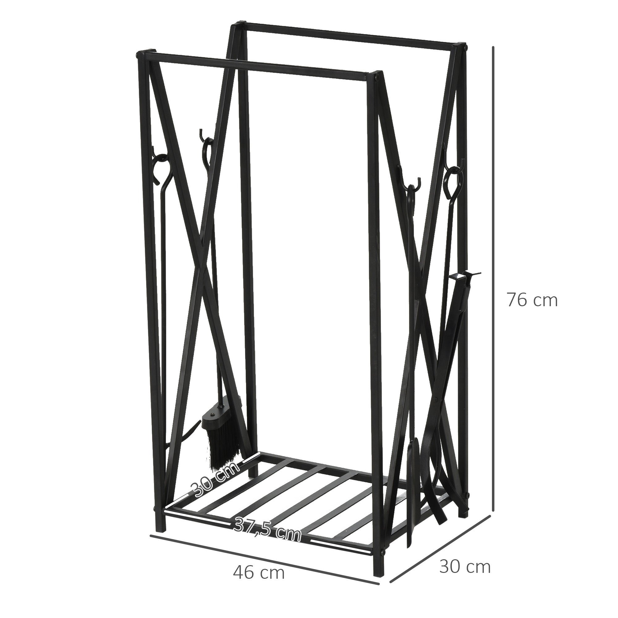 Suporte para Lenha 46x30x76 cm - Cor Preto
