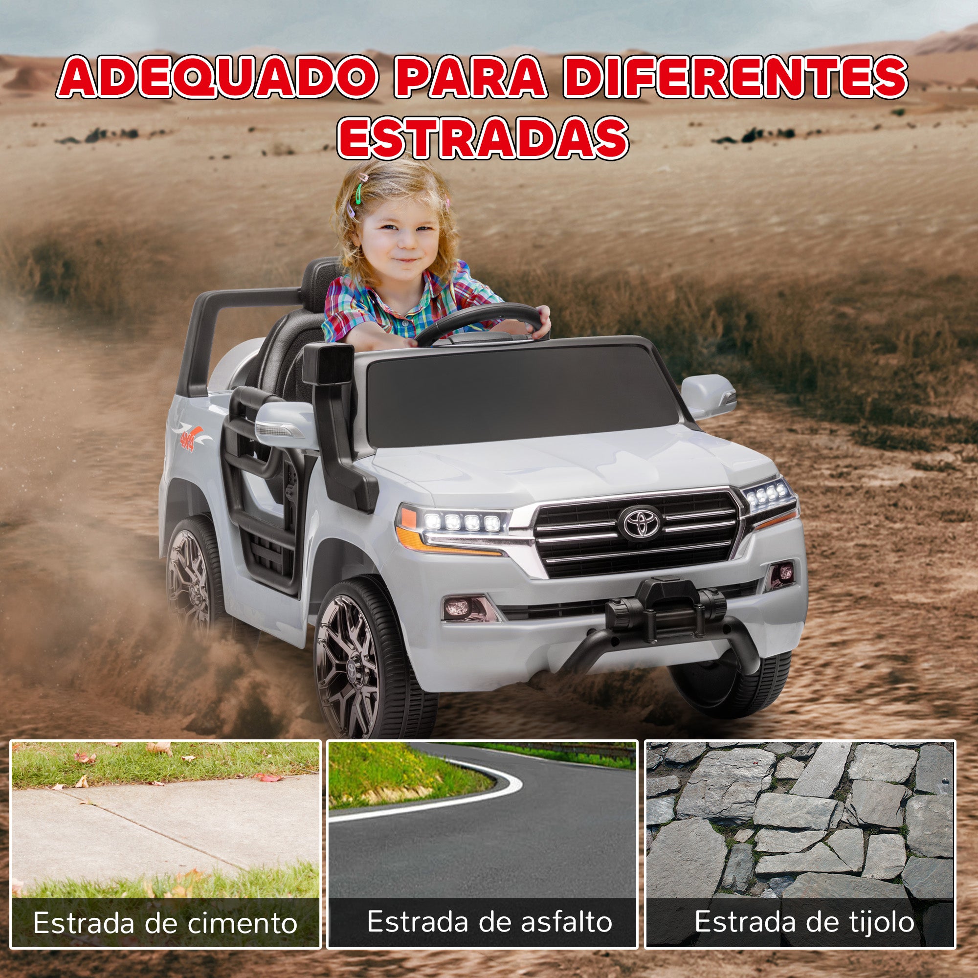 Carro Elétrico para Crianças 107x65x55,5 cm - Cinzento