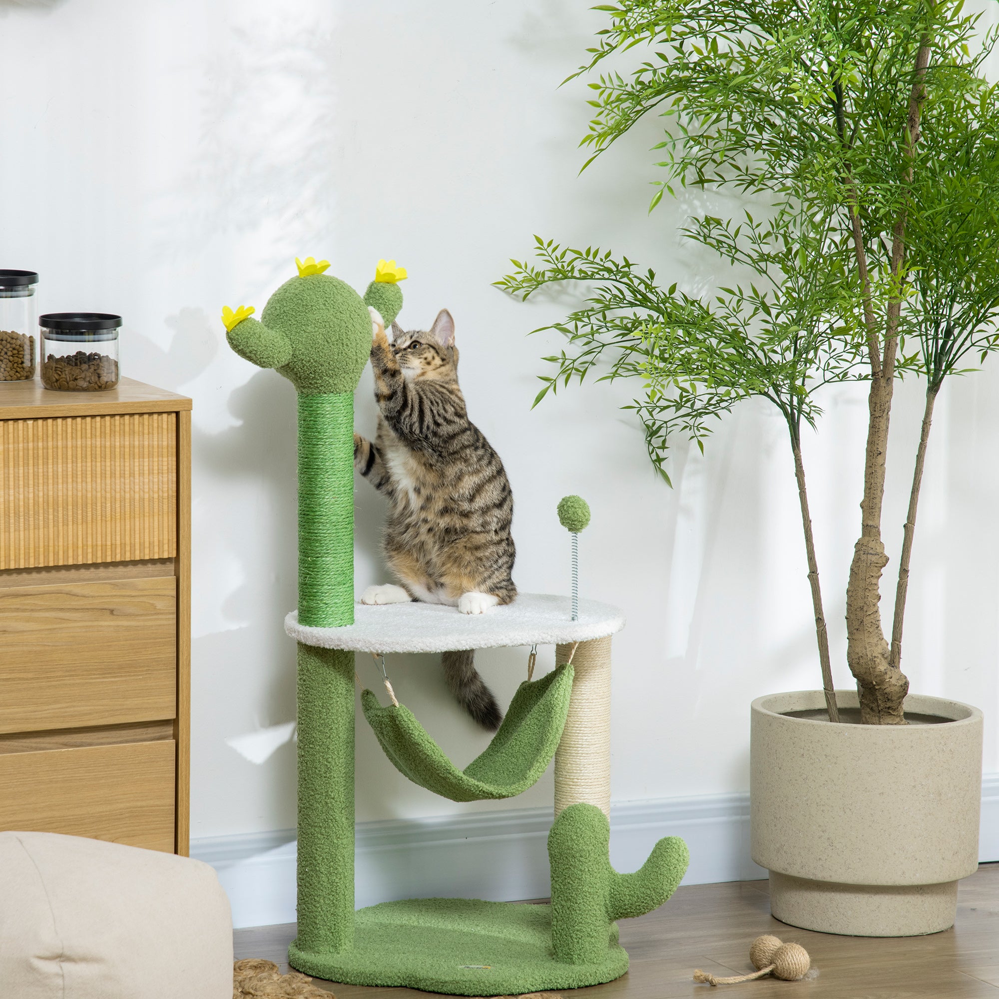 Árvore Arranhador para Gatos Verde 45x45x90 cm - Espaço Confortável e Divertido para o Seu Felino