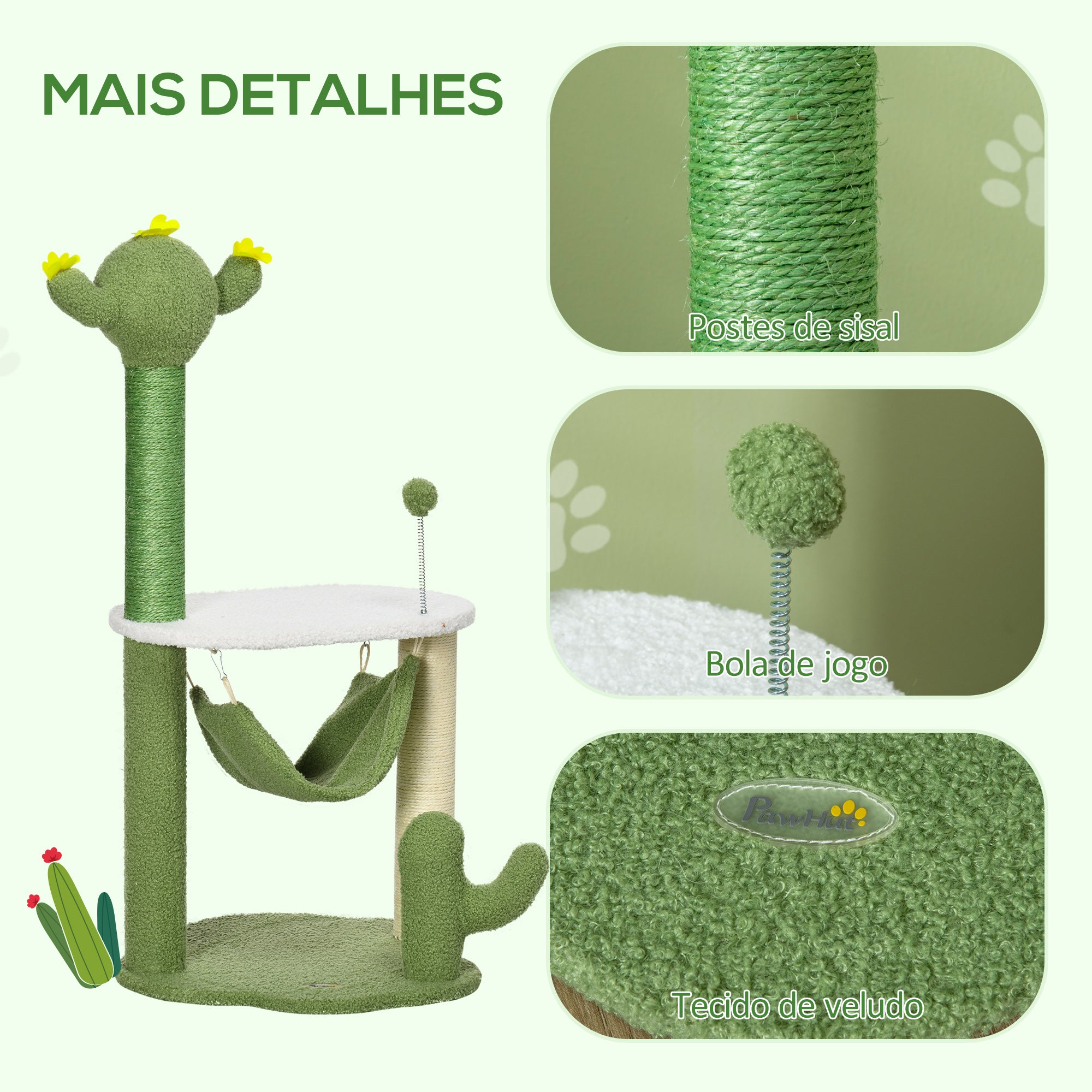 Árvore Arranhador para Gatos Verde 45x45x90 cm - Espaço Confortável e Divertido para o Seu Felino