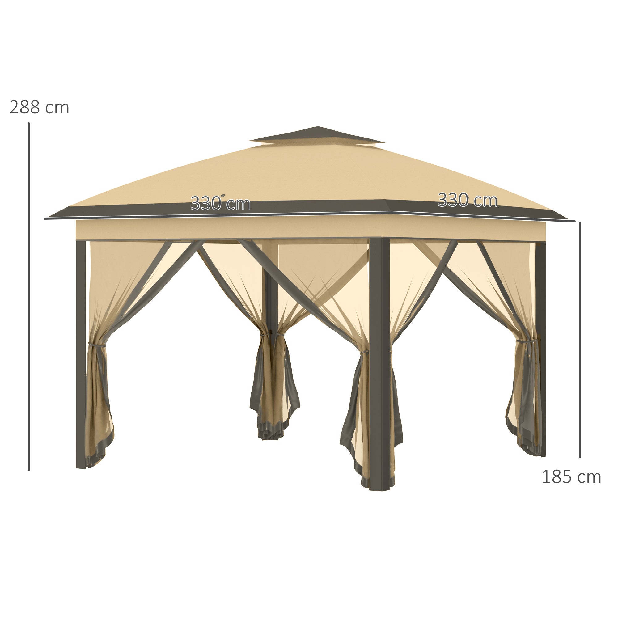Pérgola Dobrável Exterior 330x330x288 cm Bege