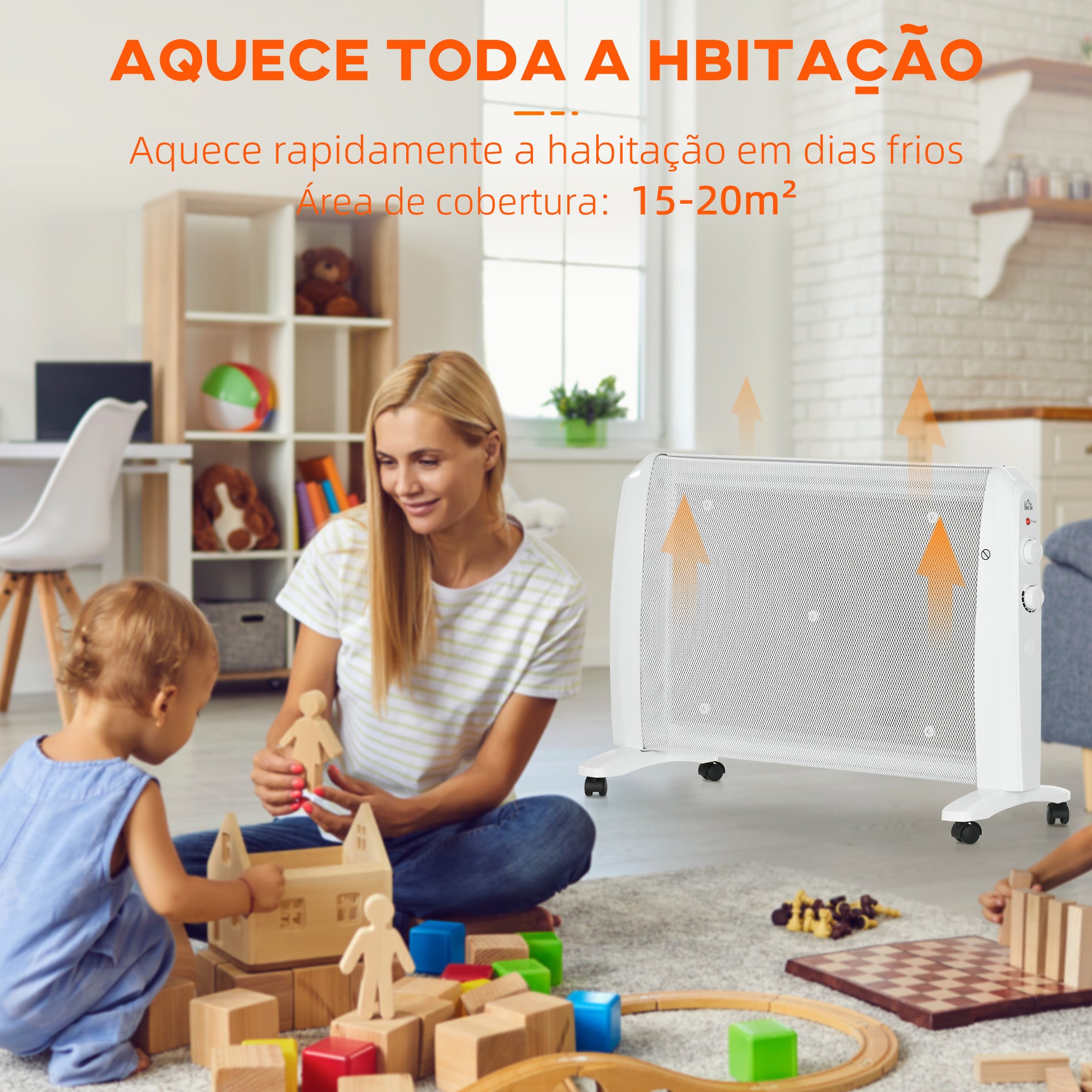 Aquecedor Elétrico de Mica 1000W/2000W - 79x27x54 cm - Branco