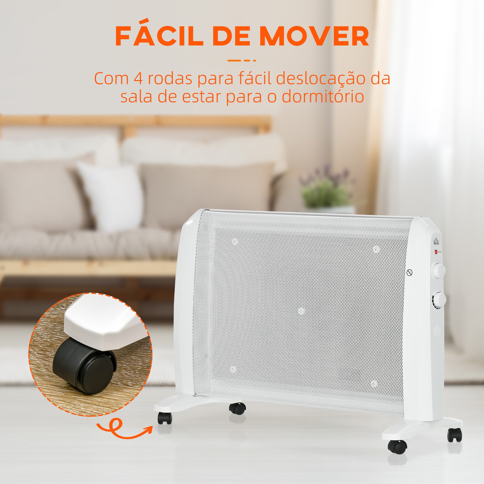 Aquecedor Elétrico de Mica 1000W/2000W - 79x27x54 cm - Branco