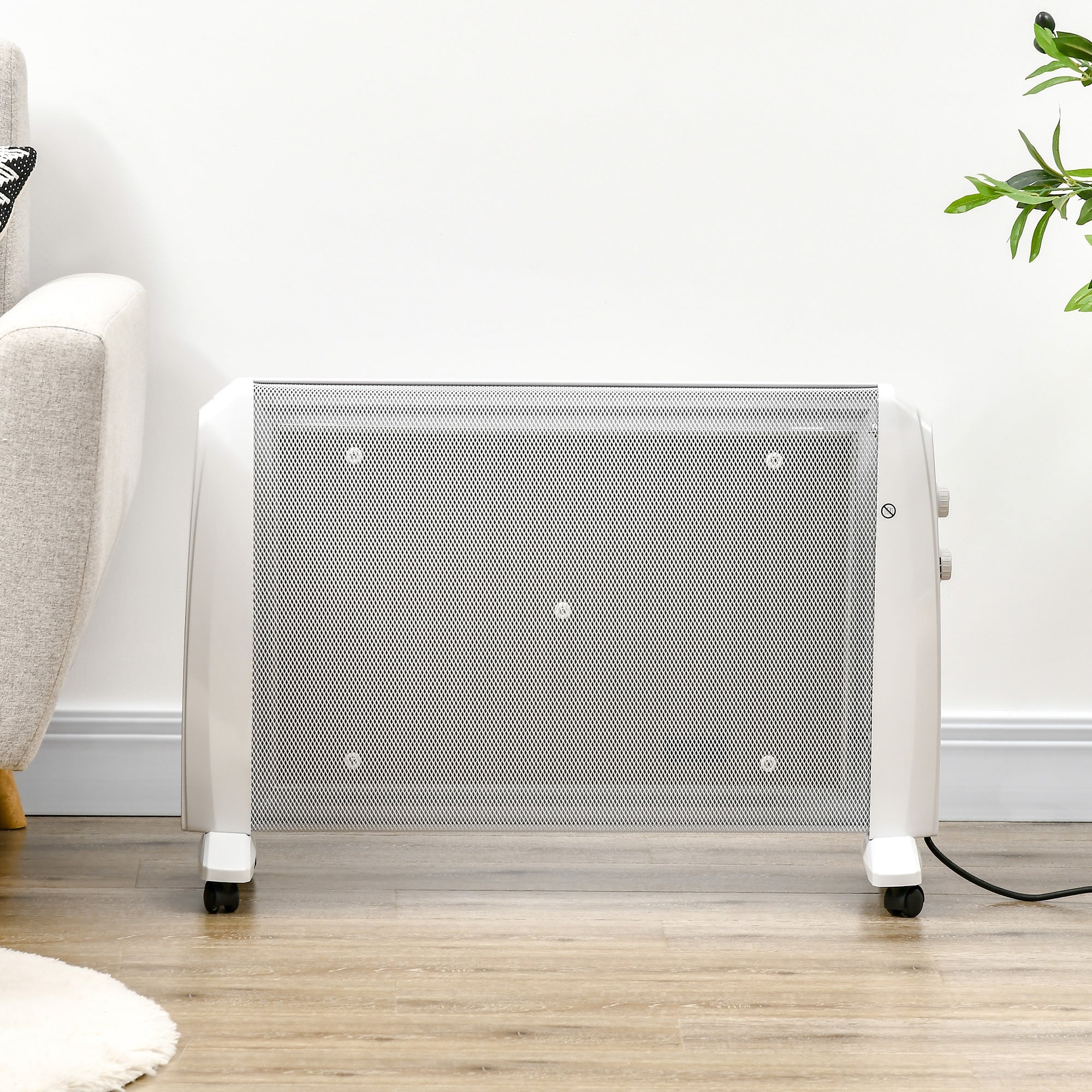 Aquecedor Elétrico de Mica 1000W/2000W - 79x27x54 cm - Branco