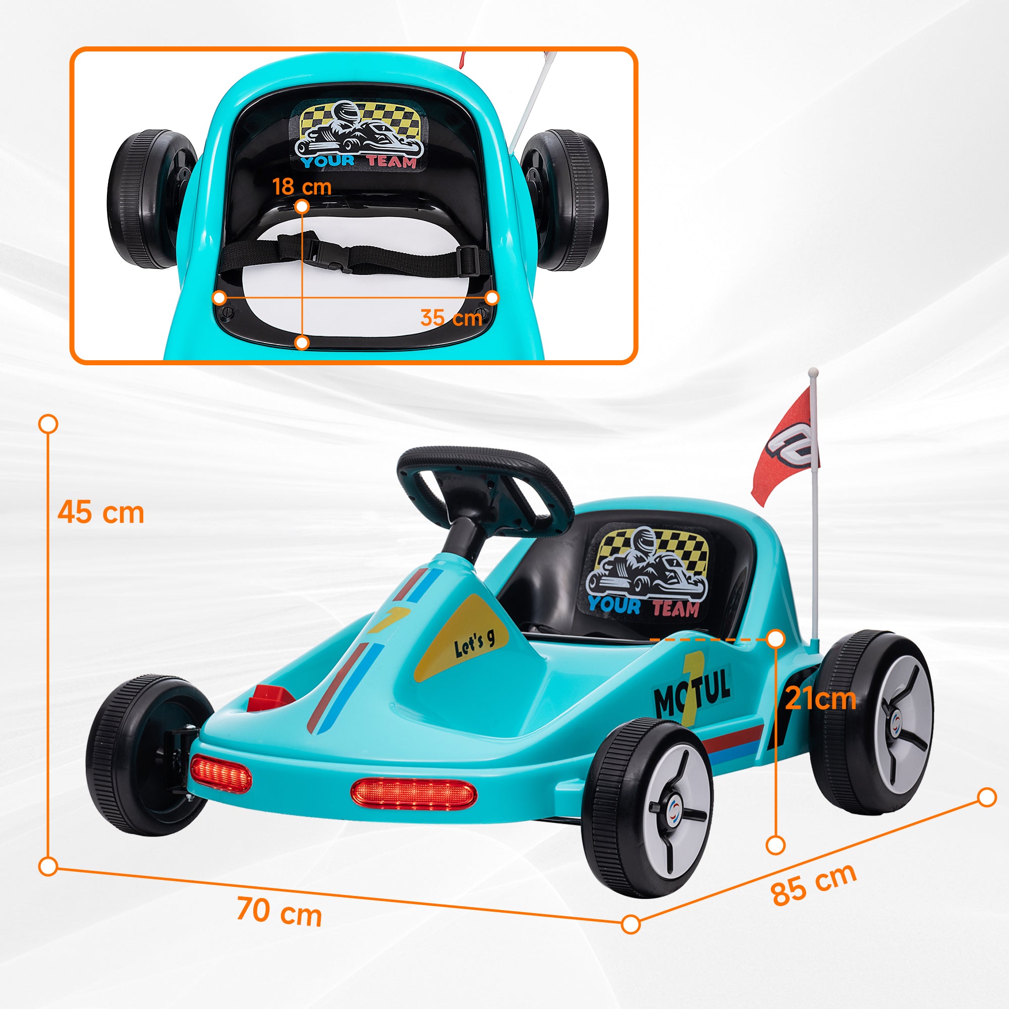 Kart Elétrico Infantil 85x70x45 cm Azul Claro