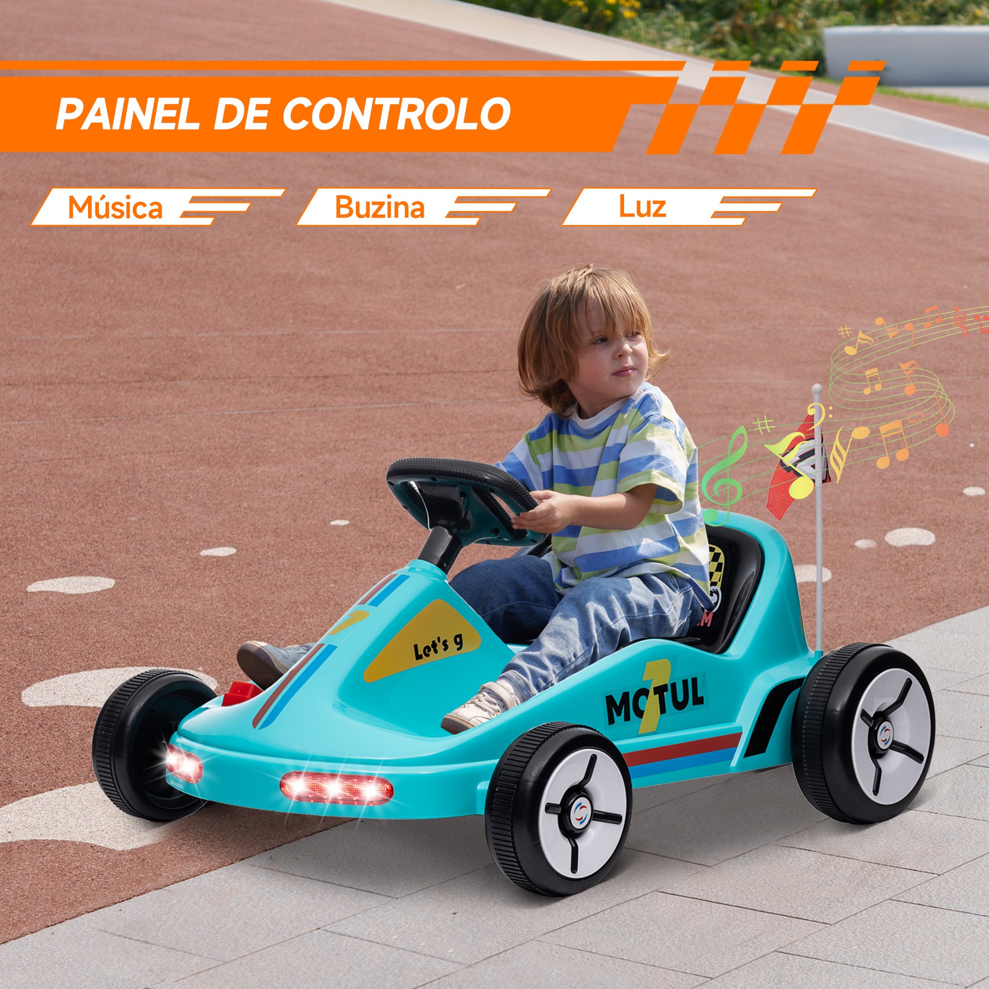 Kart Elétrico Infantil 85x70x45 cm Azul Claro