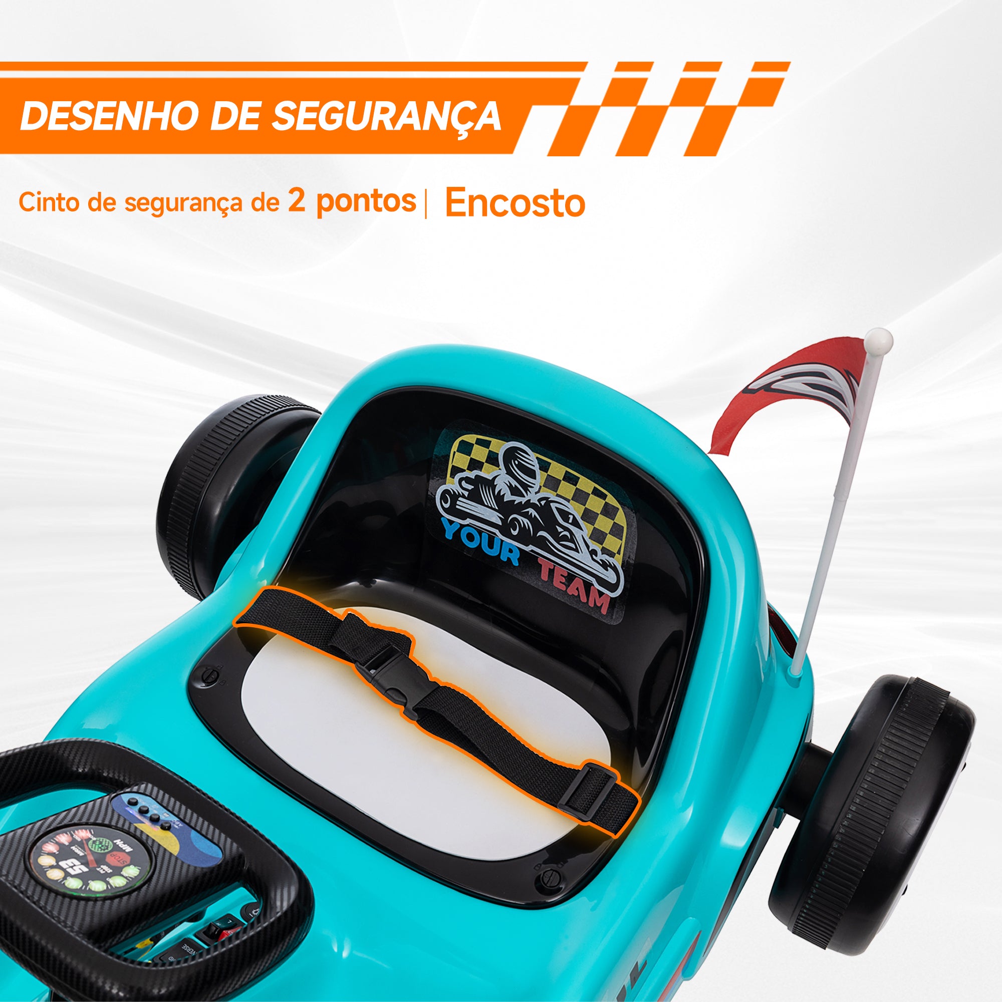 Kart Elétrico Infantil 85x70x45 cm Azul Claro