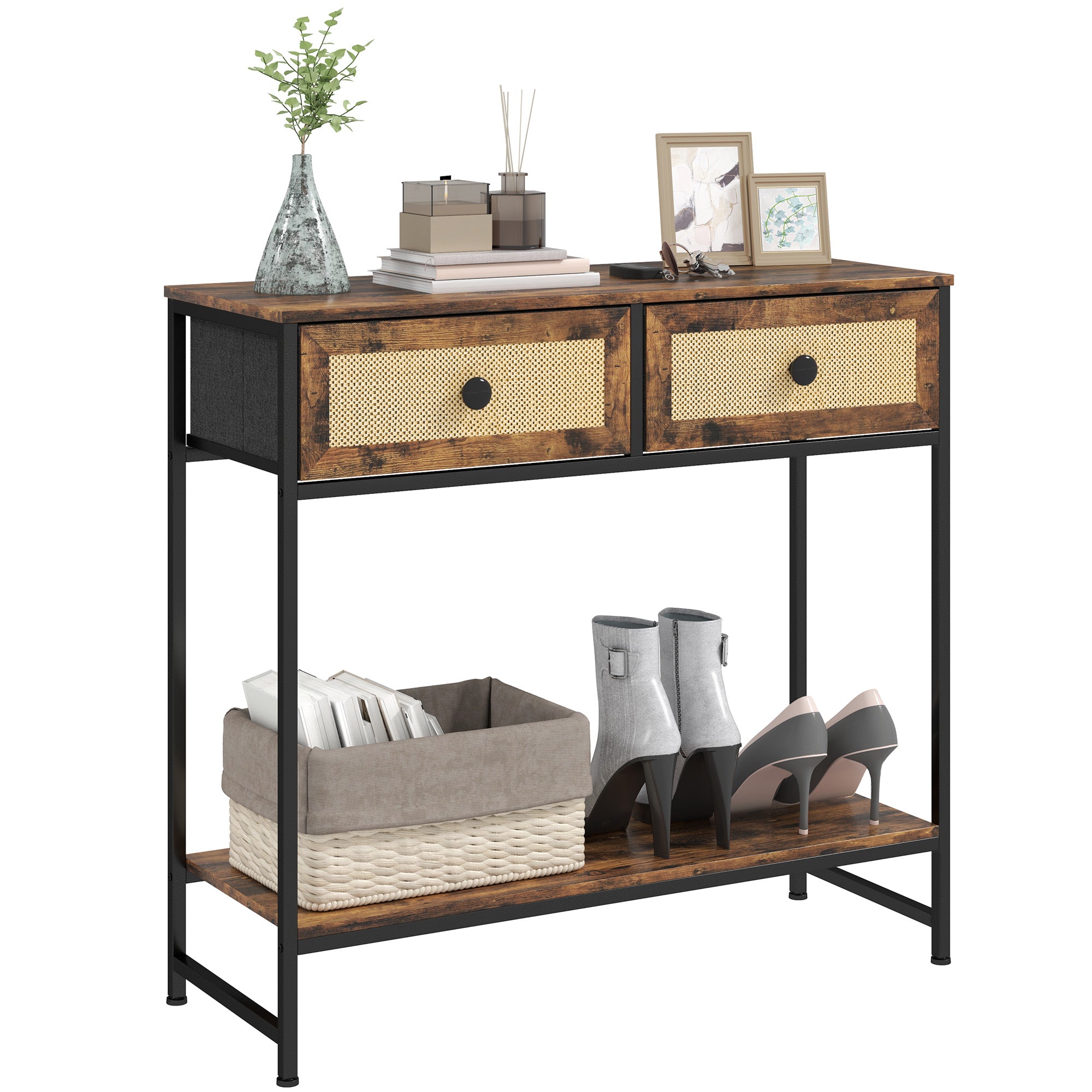 Mesa Consola Móvel de Entrada 80x30x75 cm Cor Castanho Rústico