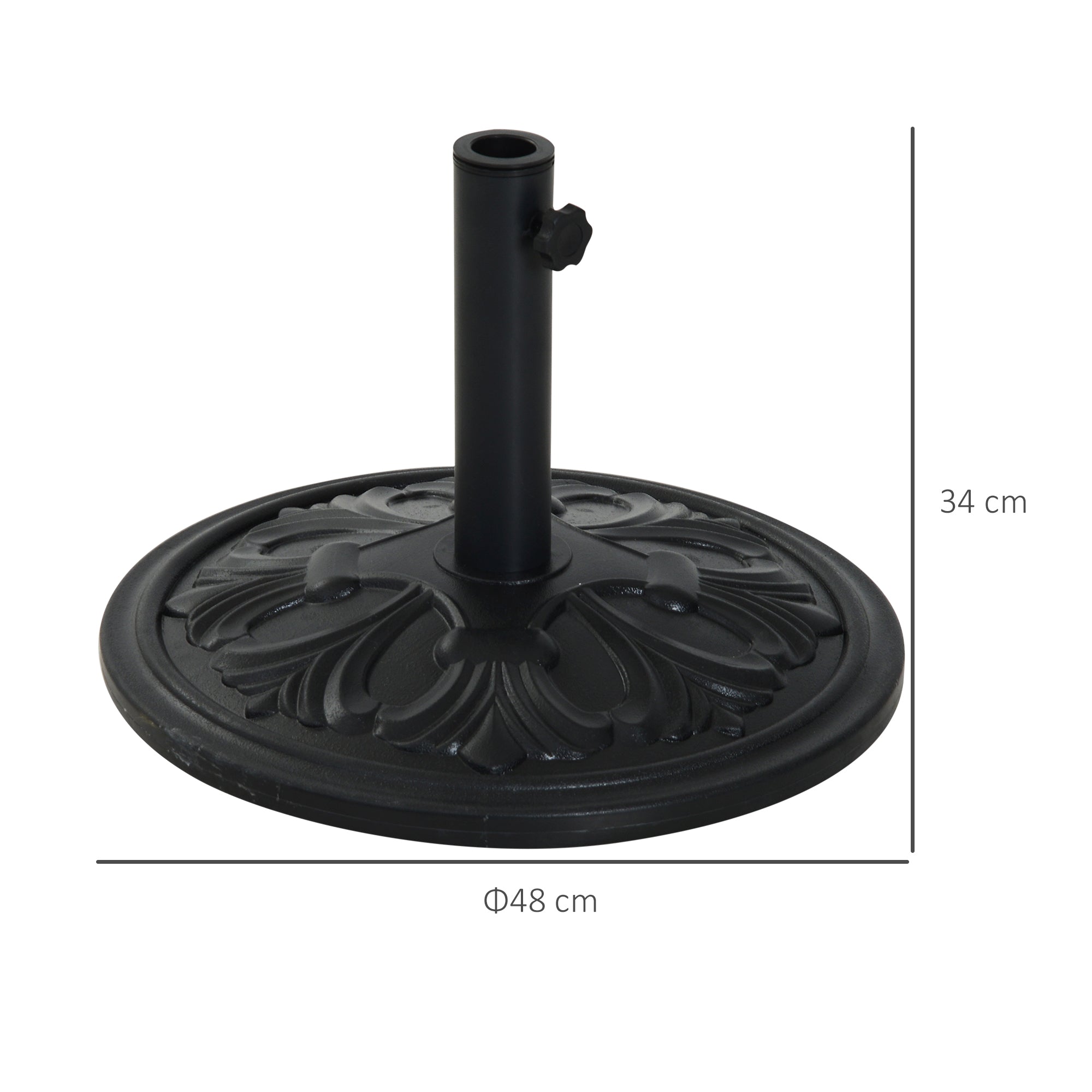 Base para Guarda Sol Redondo Ø48x34 cm - Cor Preto