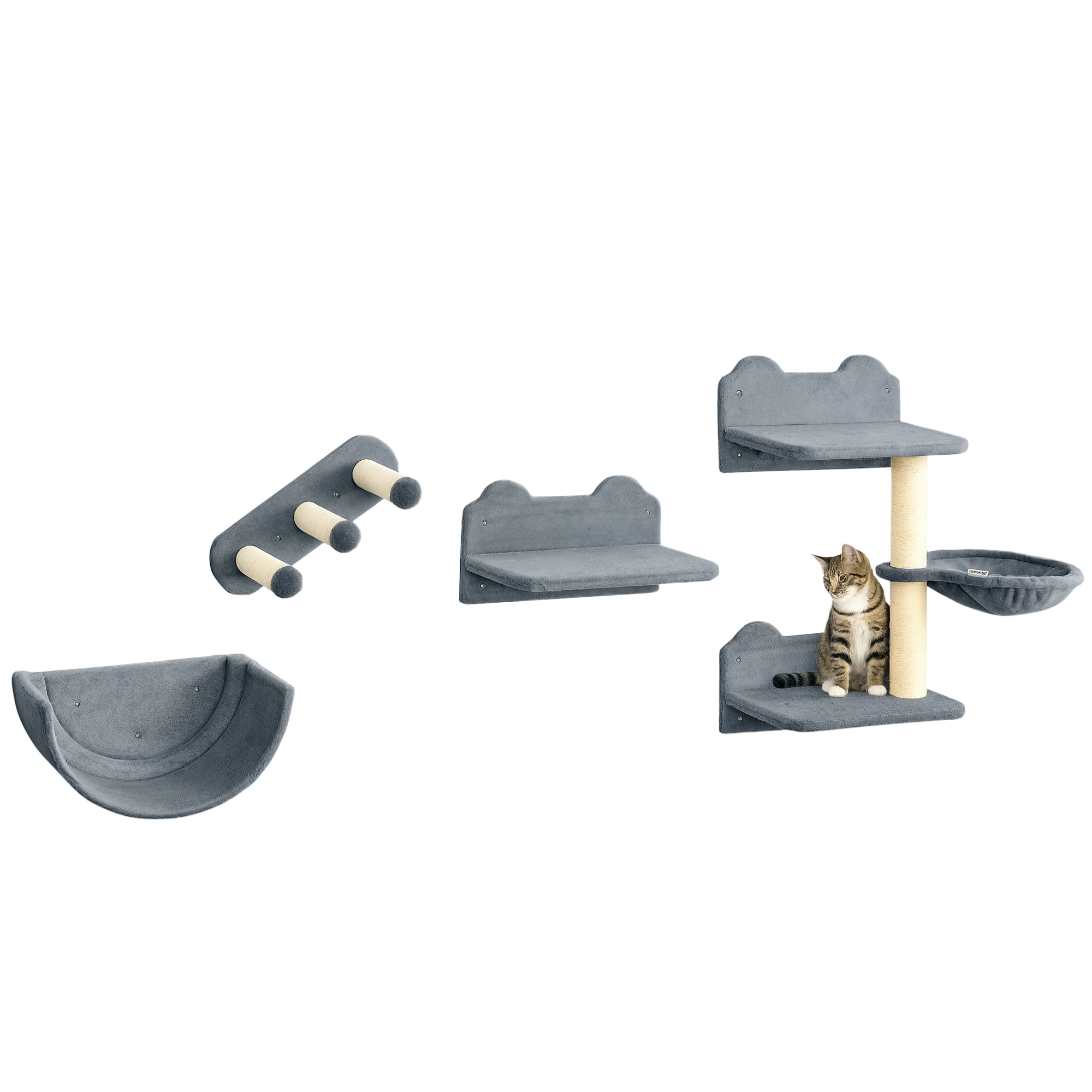 Prateleiras de Escalada para Gatos 40x28x73 cm - Cor Cinzenta