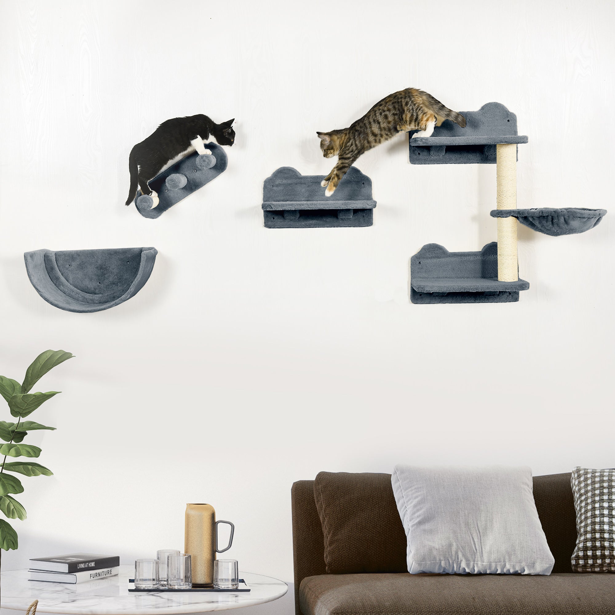 Prateleiras de Escalada para Gatos 40x28x73 cm - Cor Cinzenta