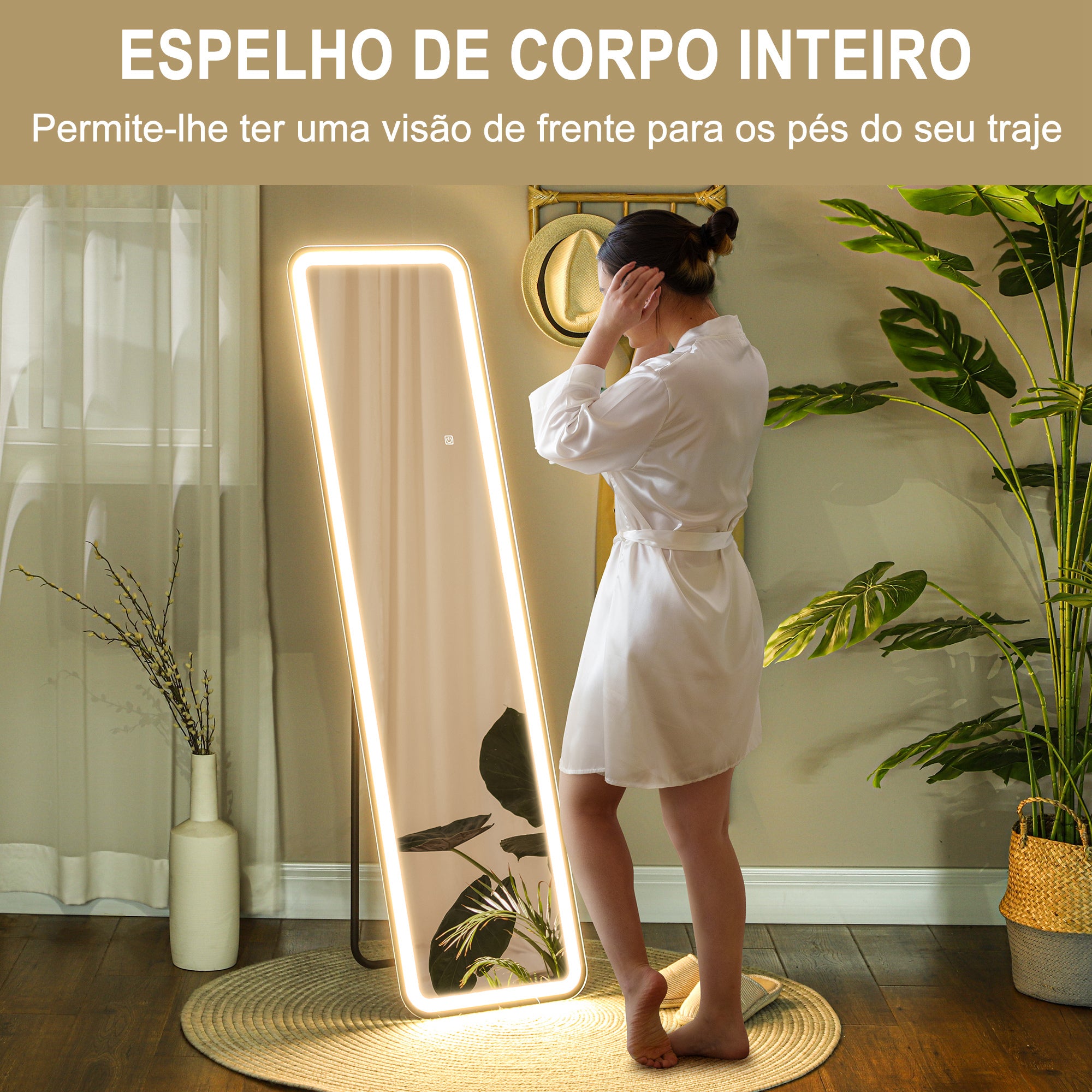 Espelho de Pé LED 40x150 cm - Preto
