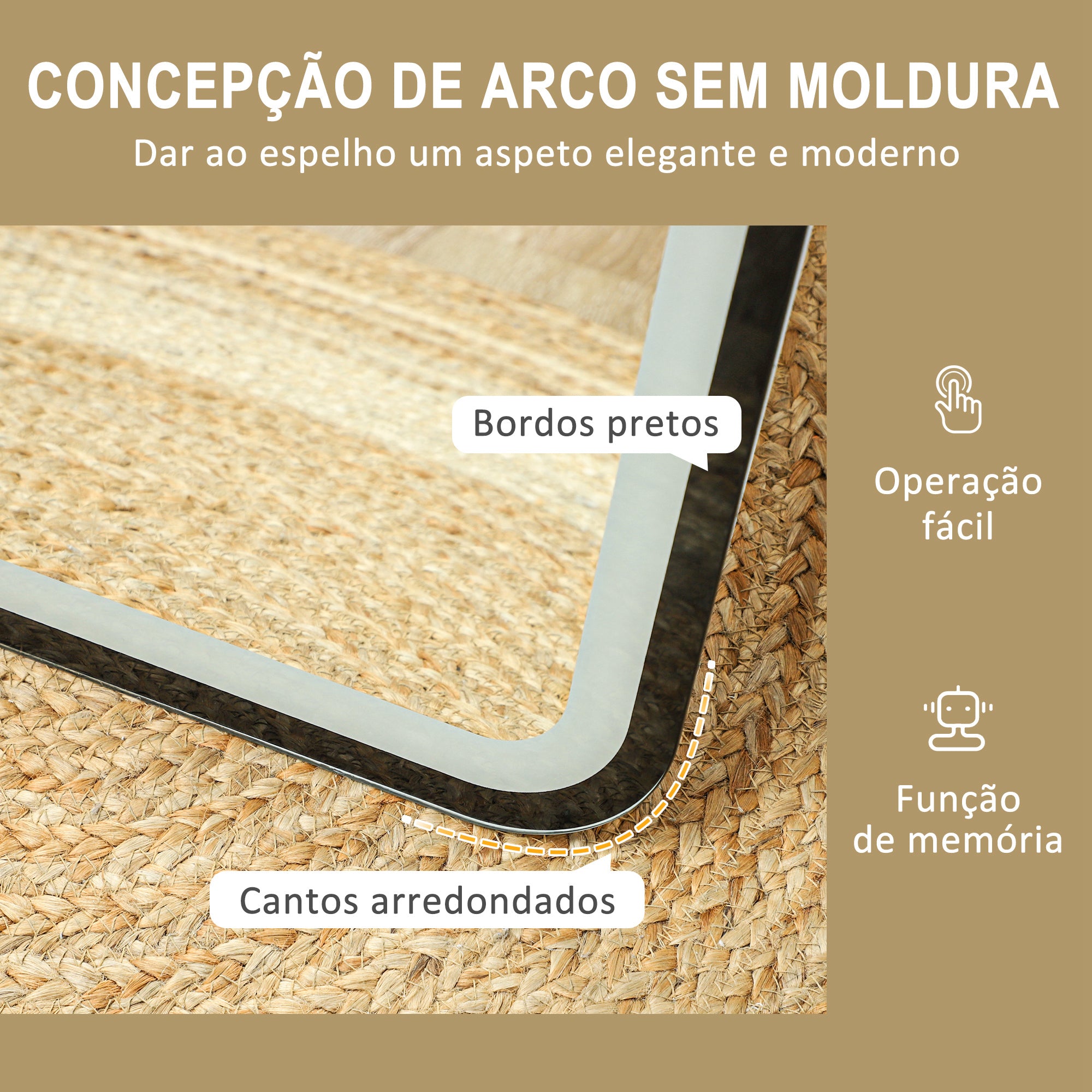 Espelho de Pé LED 40x150 cm - Preto
