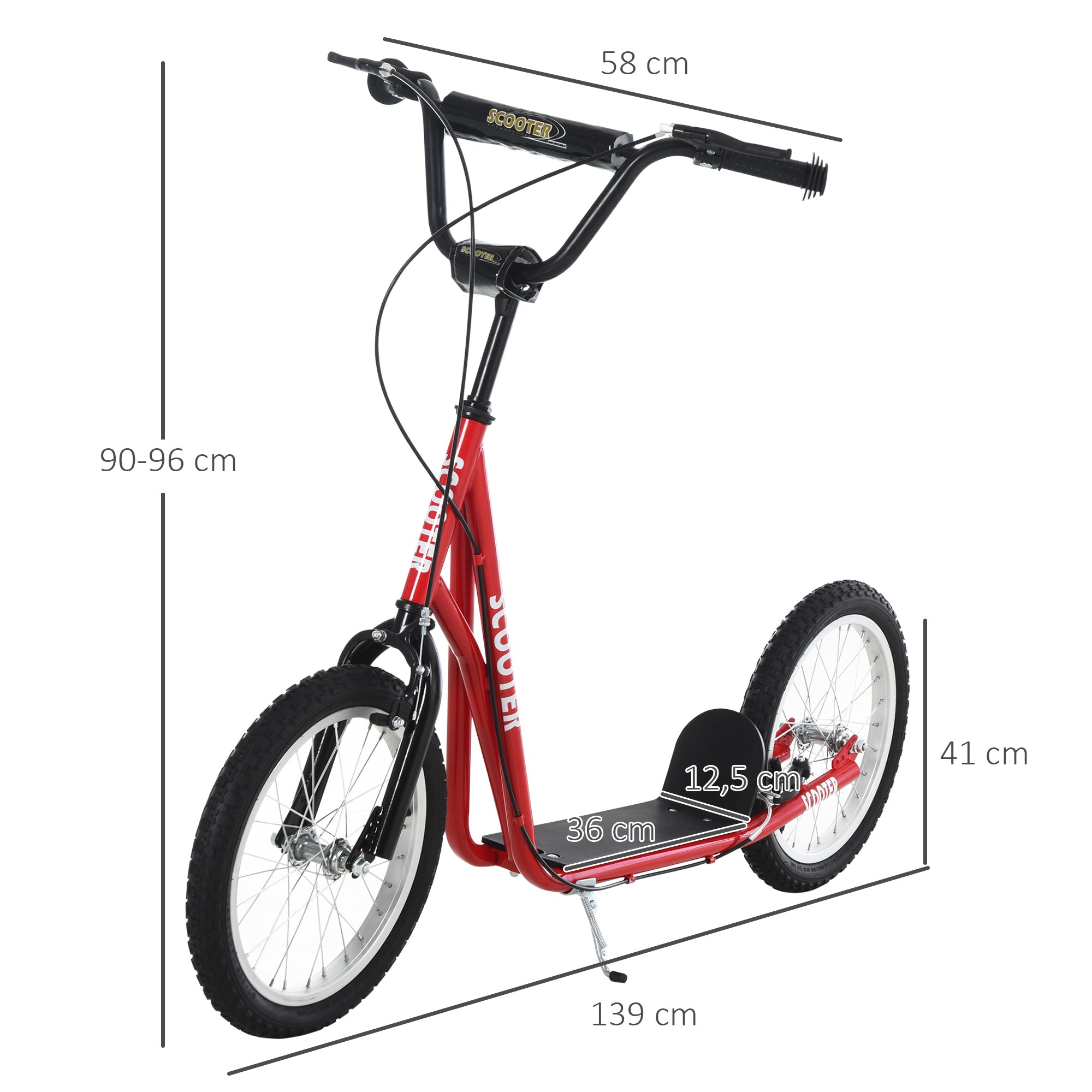 Trotinete Infantil Vermelha com Guiador Ajustável 139x58x90-96 cm