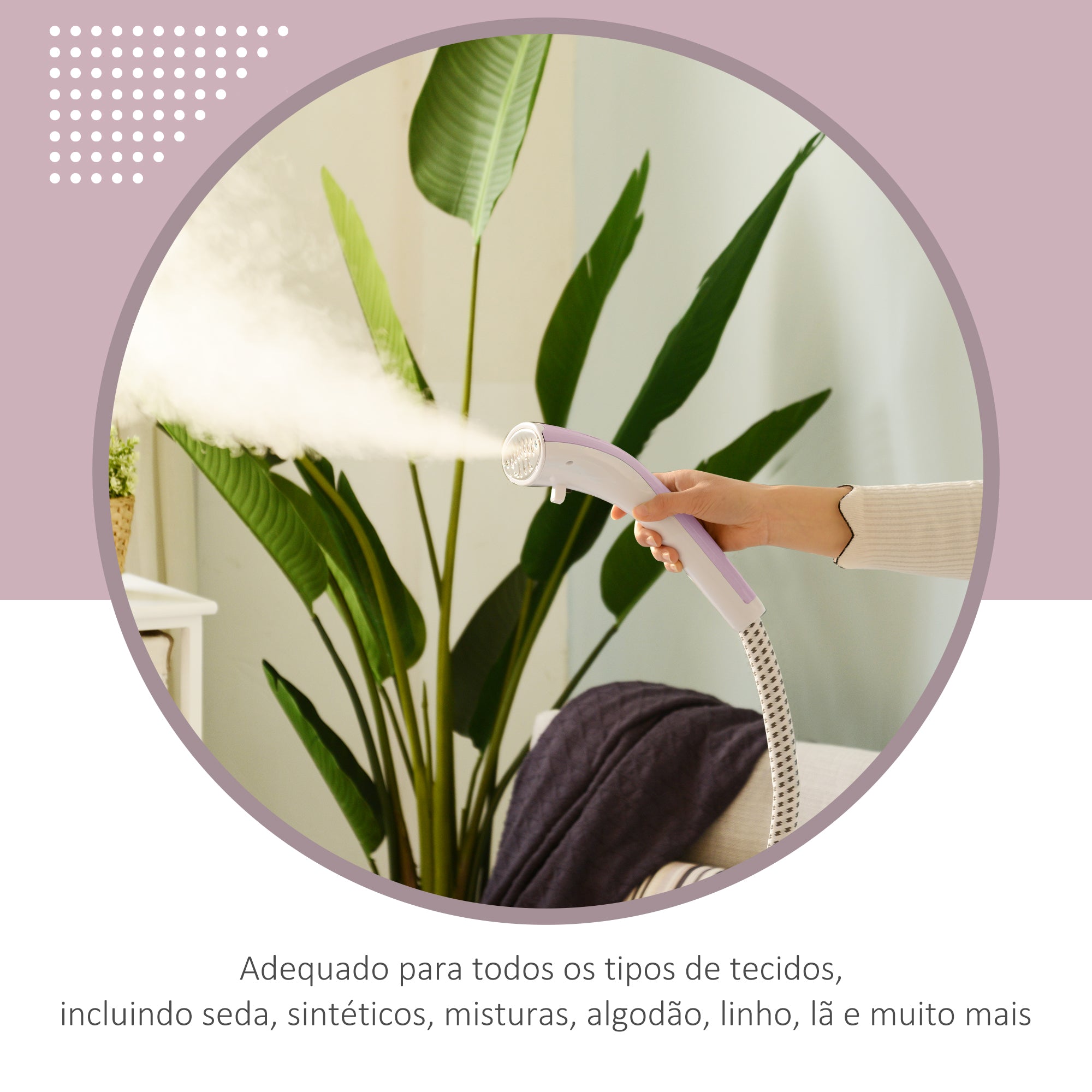 Ferro de Engomar a Vapor Vertical 26x21,5x146 cm Cor Rosa