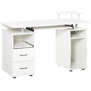 Secretária para Computador com Prateleiras e Gavetas - 120x55x85 cm - Branco