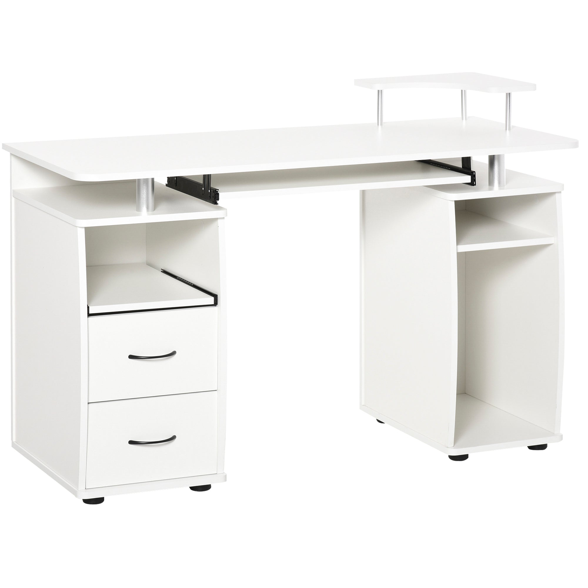 Secretária para Computador com Prateleiras e Gavetas - 120x55x85 cm - Branco