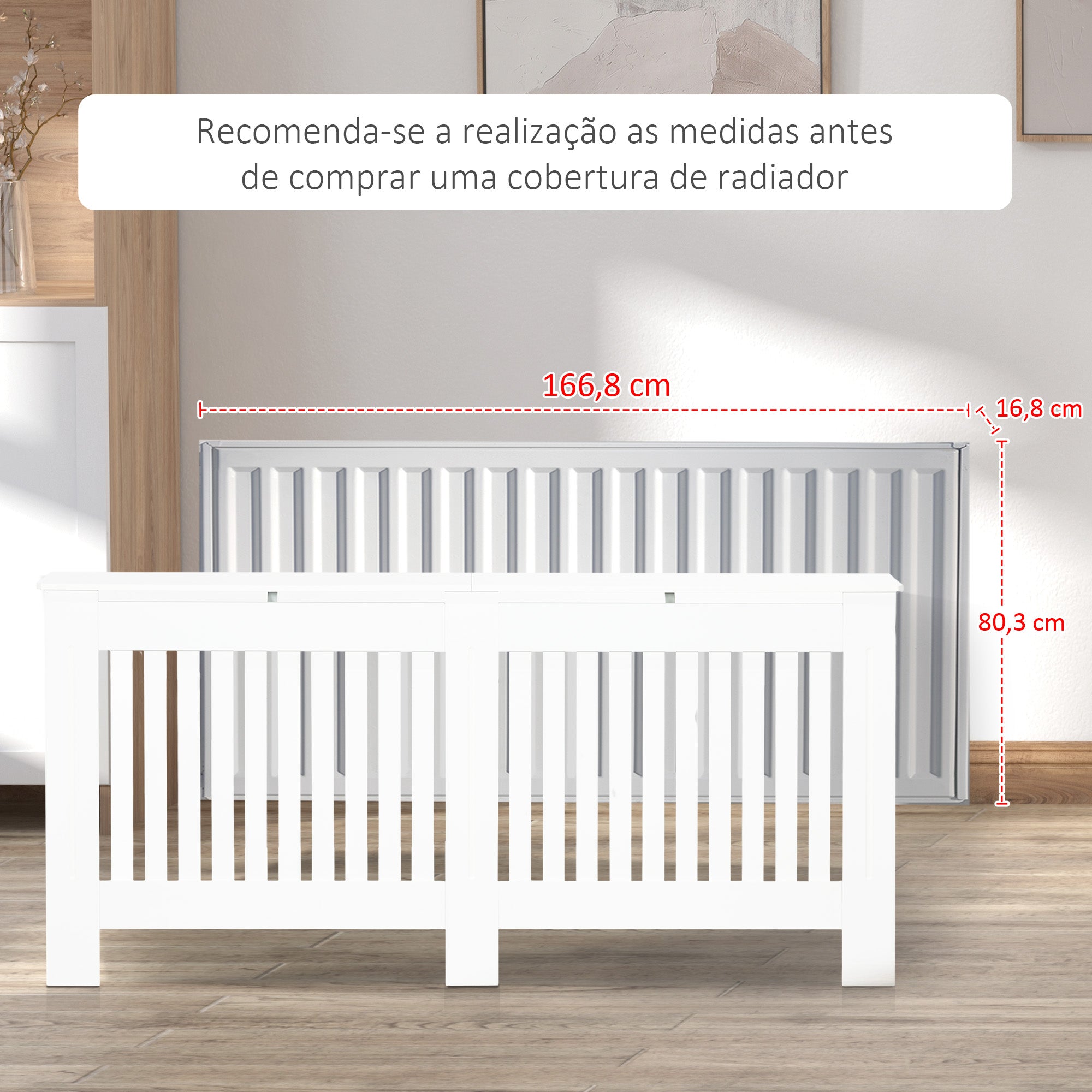 Cobertura de Radiador – 172x19x81 cm – Branco – MDF