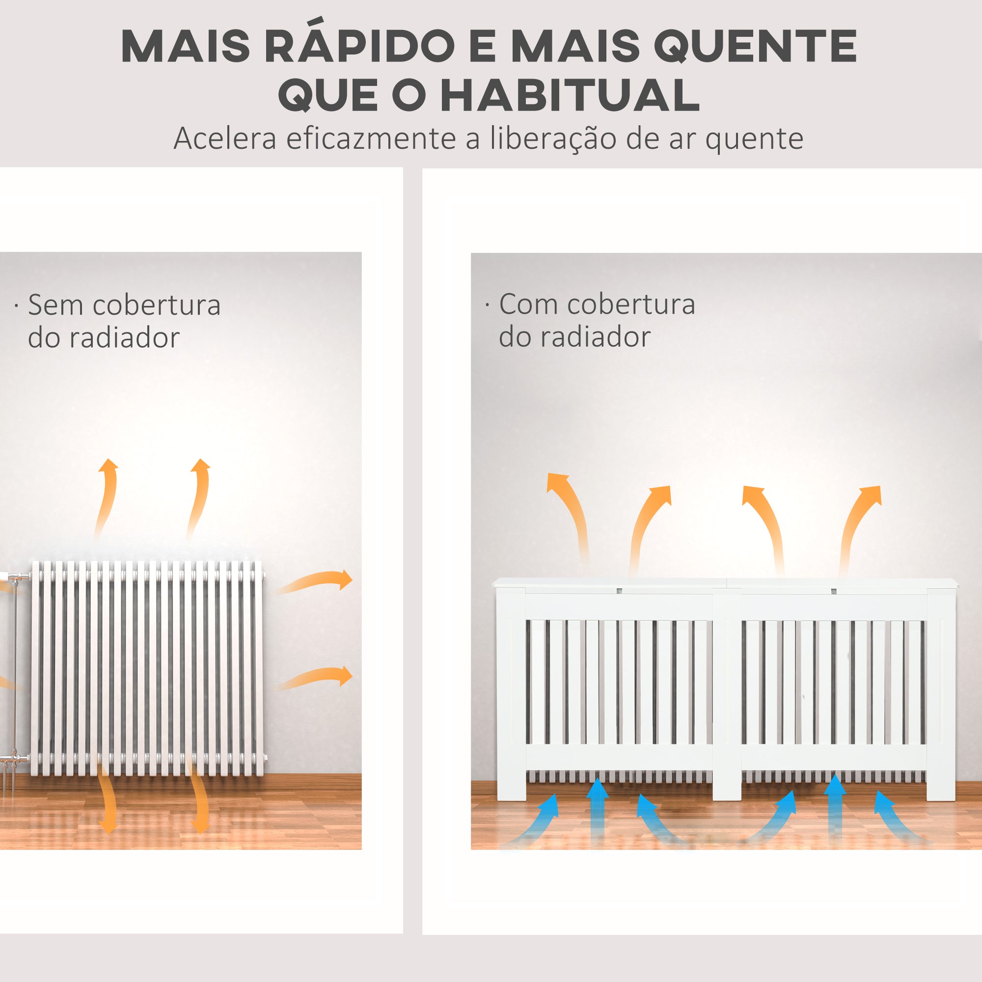 Cobertura de Radiador – 172x19x81 cm – Branco – MDF
