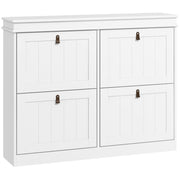 Sapateira Estreita Branca com 4 Portas e Prateleira Ajustável - 105x24x82,5 cm