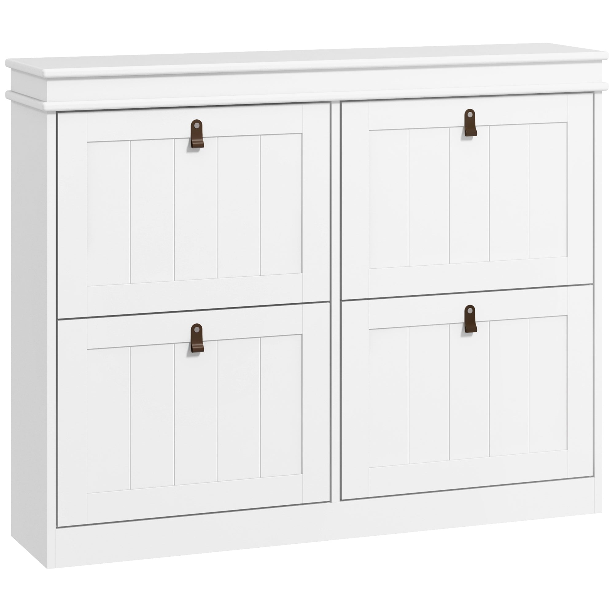 Sapateira Estreita Branca com 4 Portas e Prateleira Ajustável - 105x24x82,5 cm