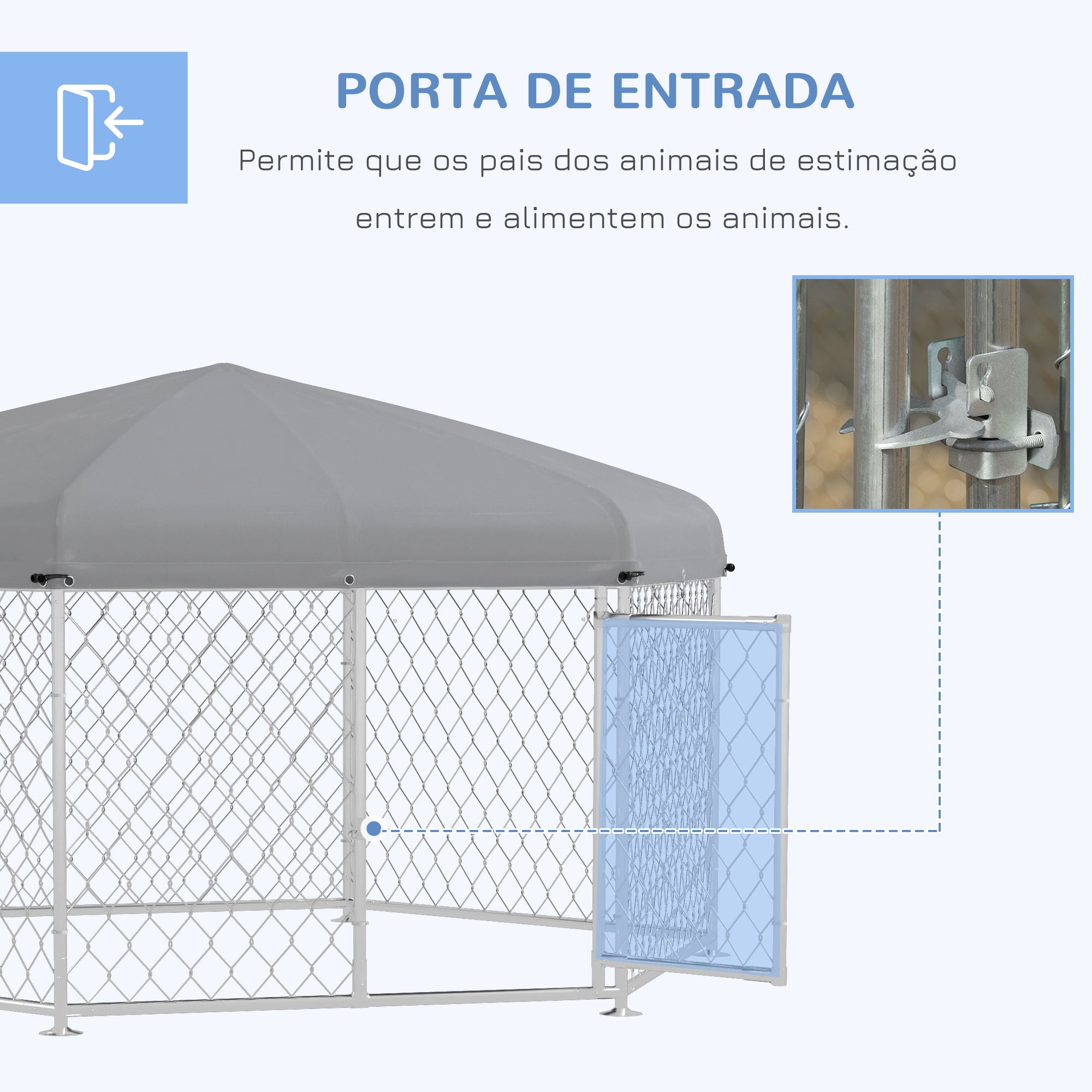 Canil Hexagonal para Cães 210x185x150 cm - Cor Prata