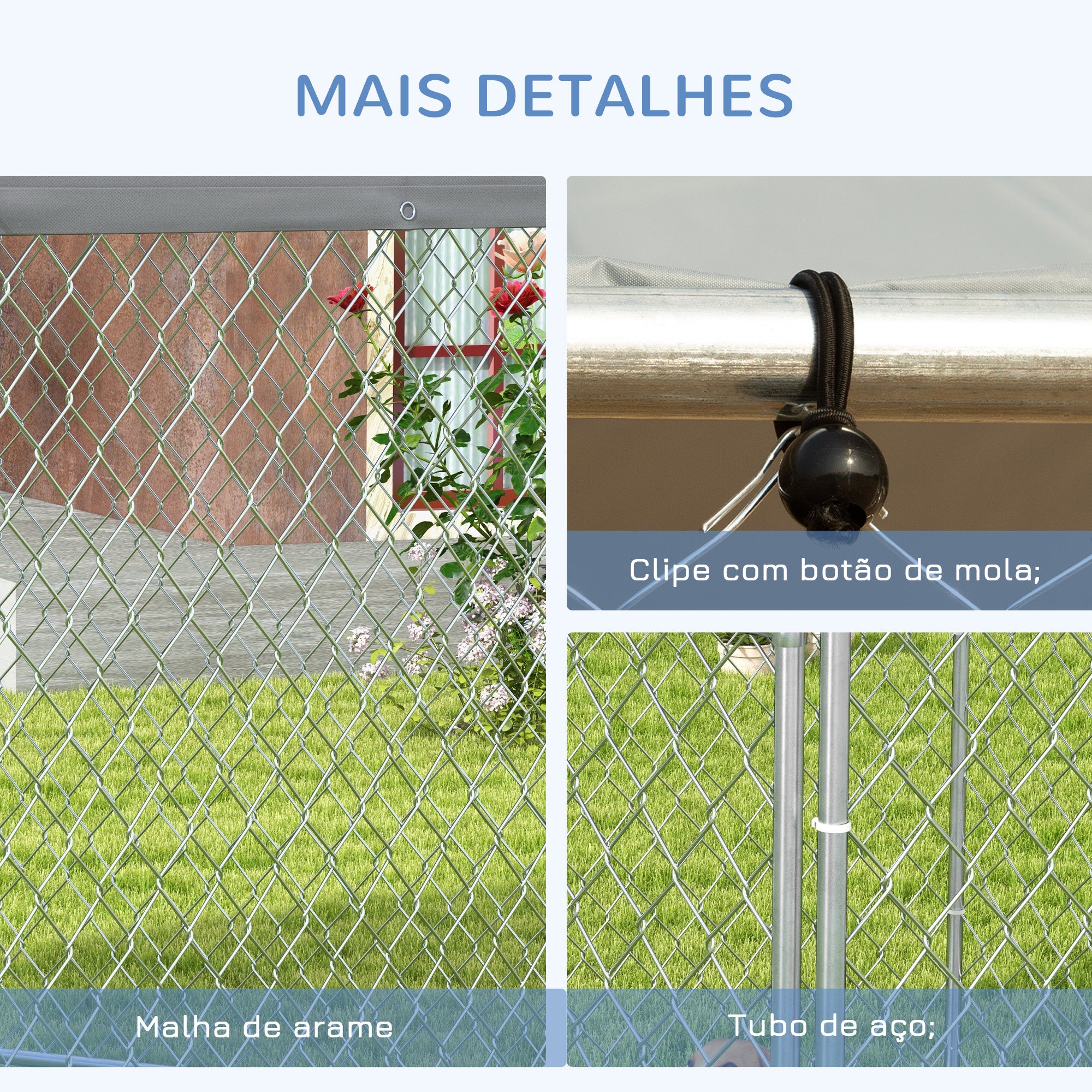 Canil Hexagonal para Cães 210x185x150 cm - Cor Prata