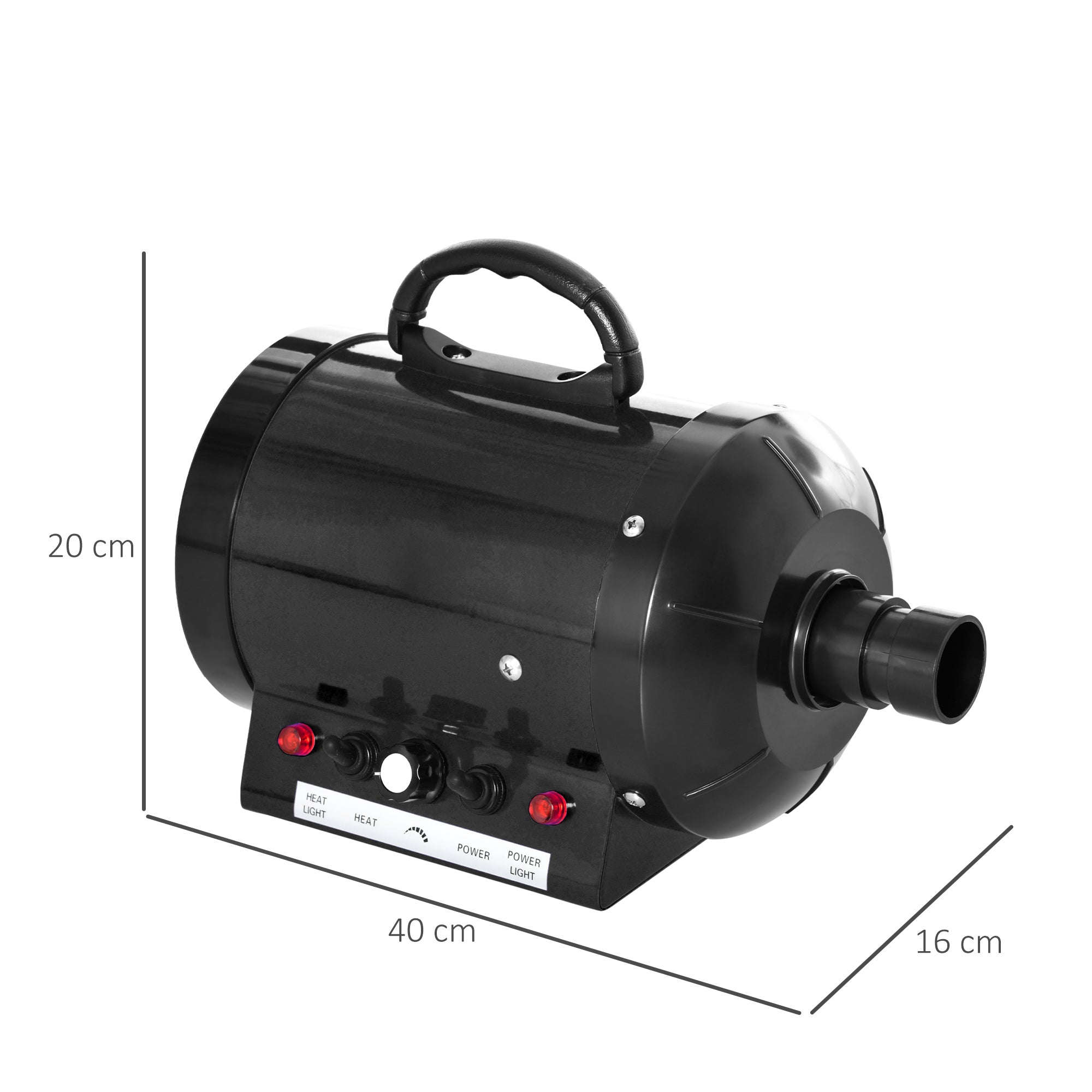 Secador de Pelo para Animais de Estimação 2800W - Preto 40x16x20cm