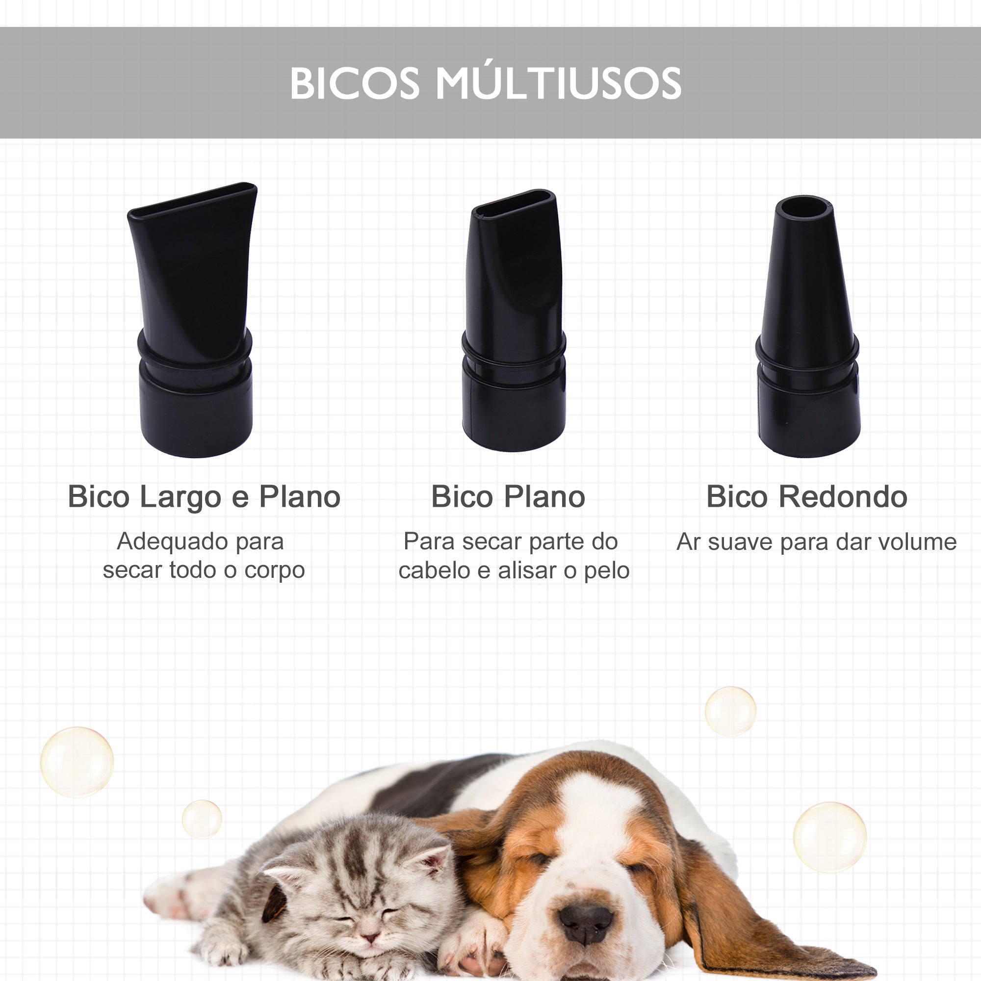 Secador de Pelo para Animais de Estimação 2800W - Preto 40x16x20cm